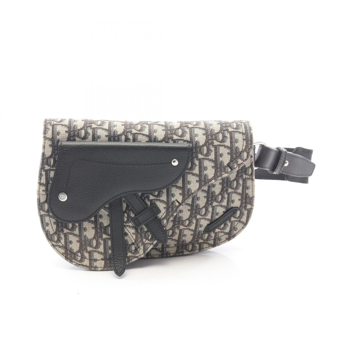 Christian Dior Beige Navy Canvas Leather Fanny Pack Handbag Saddle Bag (Pre-Owned)
