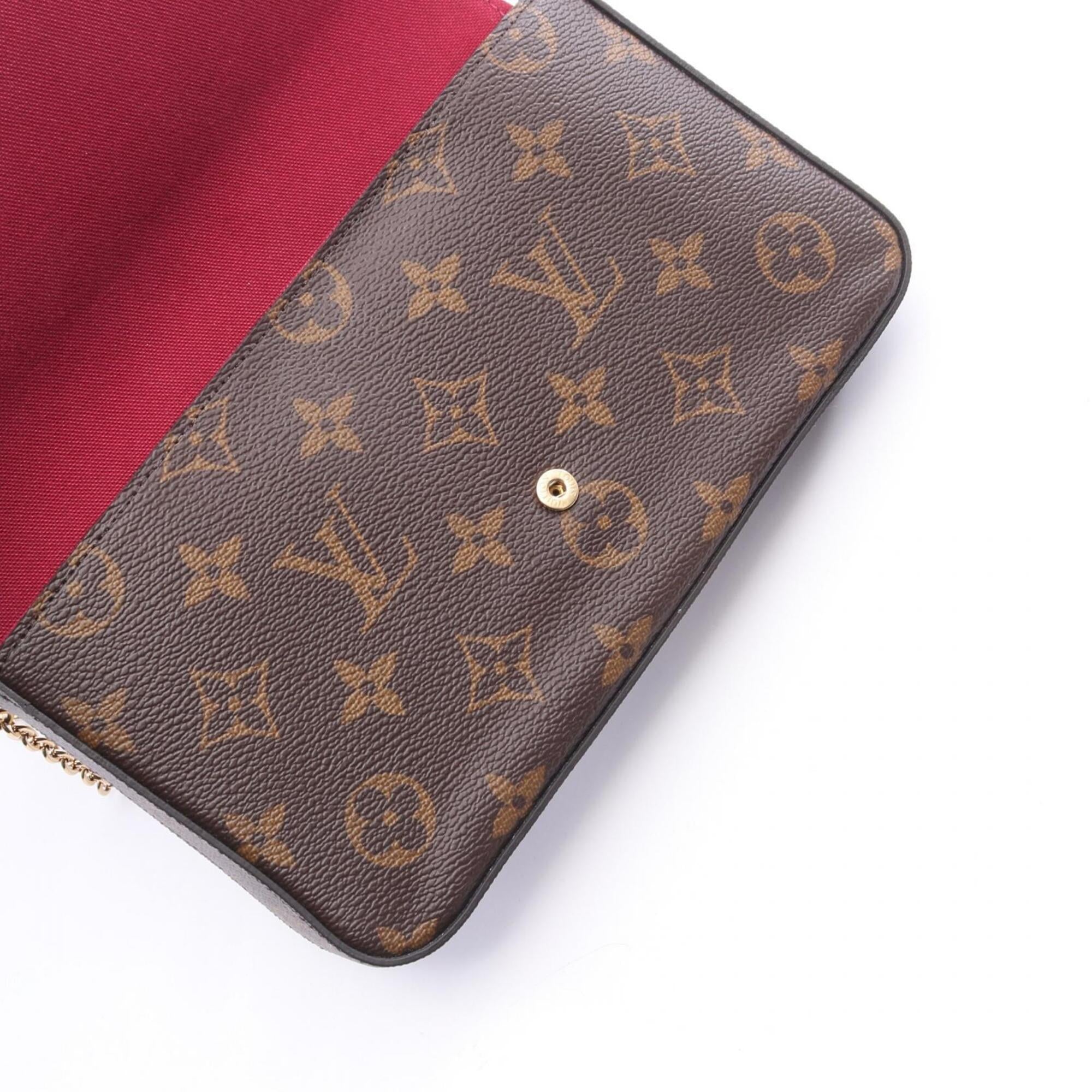 Louis Vuitton Brown Fuchsia Pvc Coated Canvas Leather Handbag Pochette Shoulder Bag (Pre-Owned)