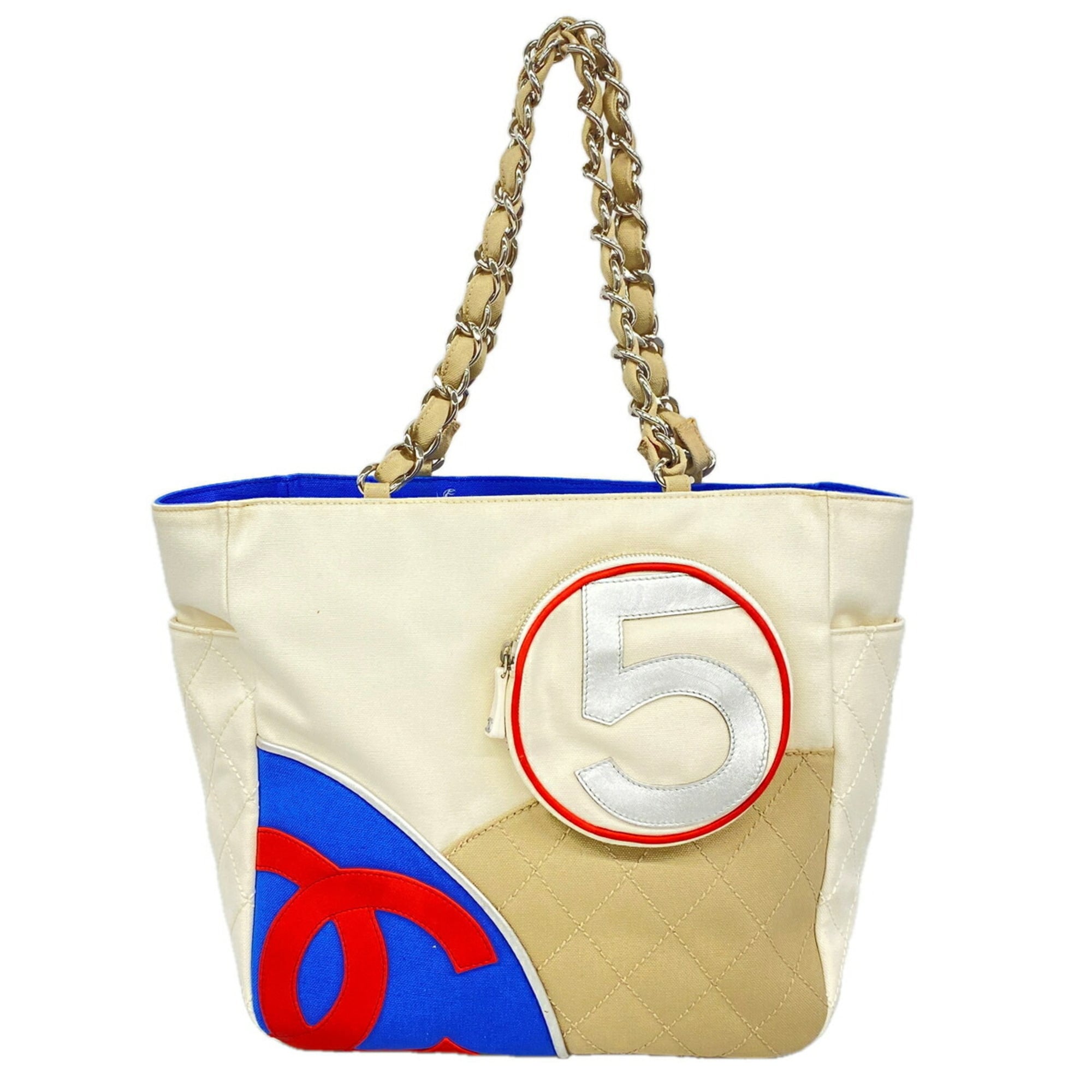 Chanel Multi-Color White Canvas Tote Bag (Pre-Owned)