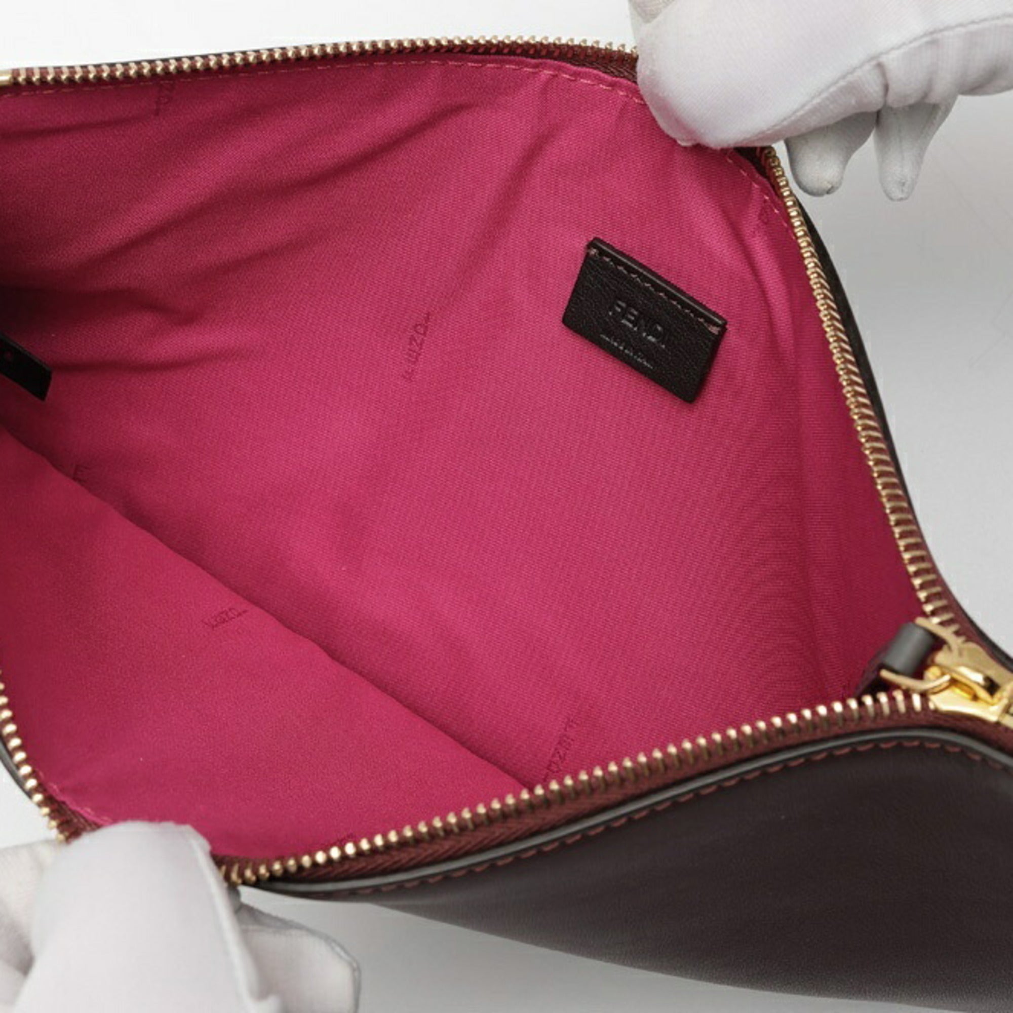Fendi Bordeaux Leather Clutch Bag (Pre-Owned)