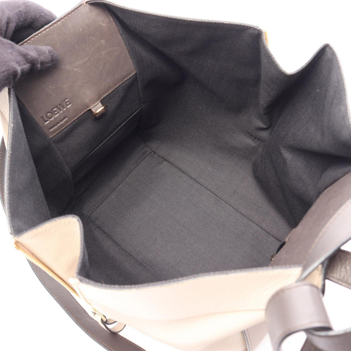 Loewe Beige Brown Gray Leather Handbag (Pre-Owned)