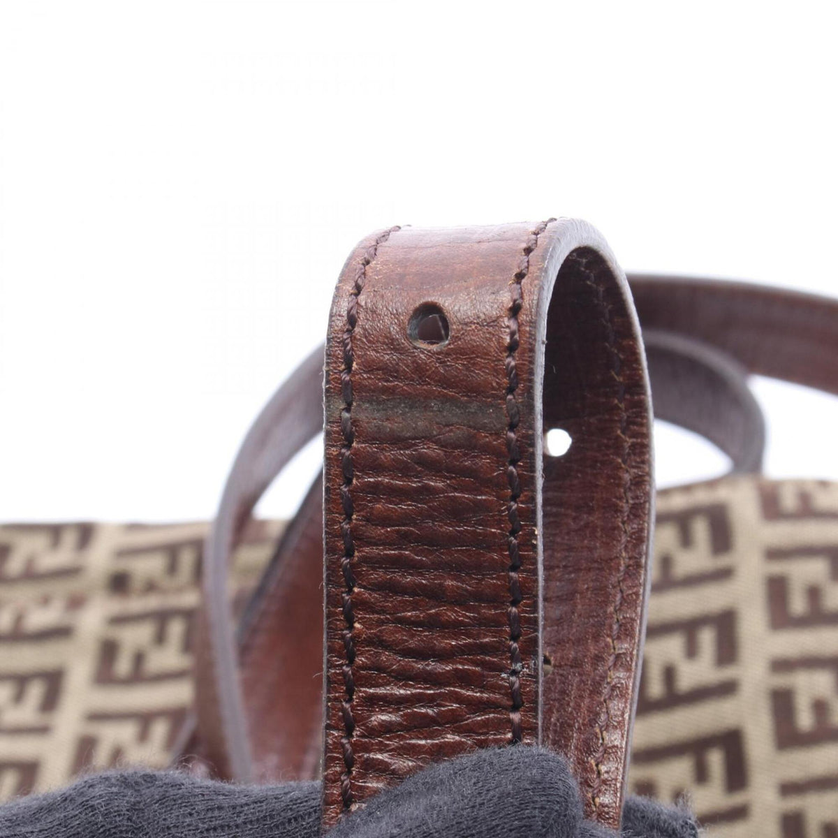 Fendi Beige Brown Canvas Leather Handbag Shoulder Bag (Pre-Owned)