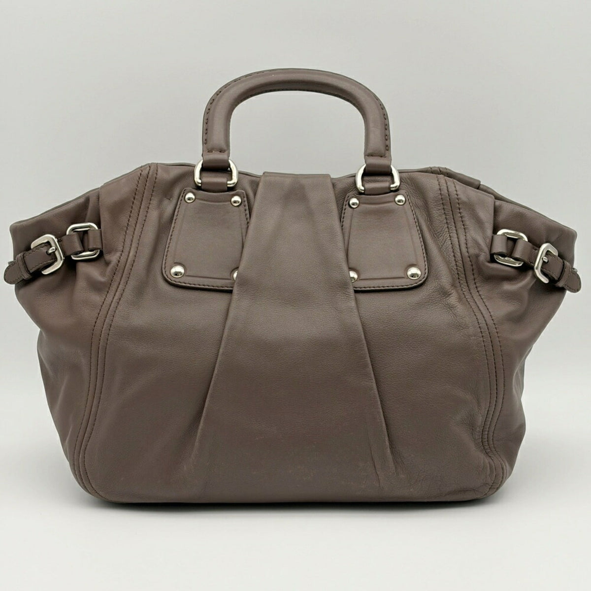 Prada Dark Gray Grayish Leather Tote Bag (Pre-Owned)