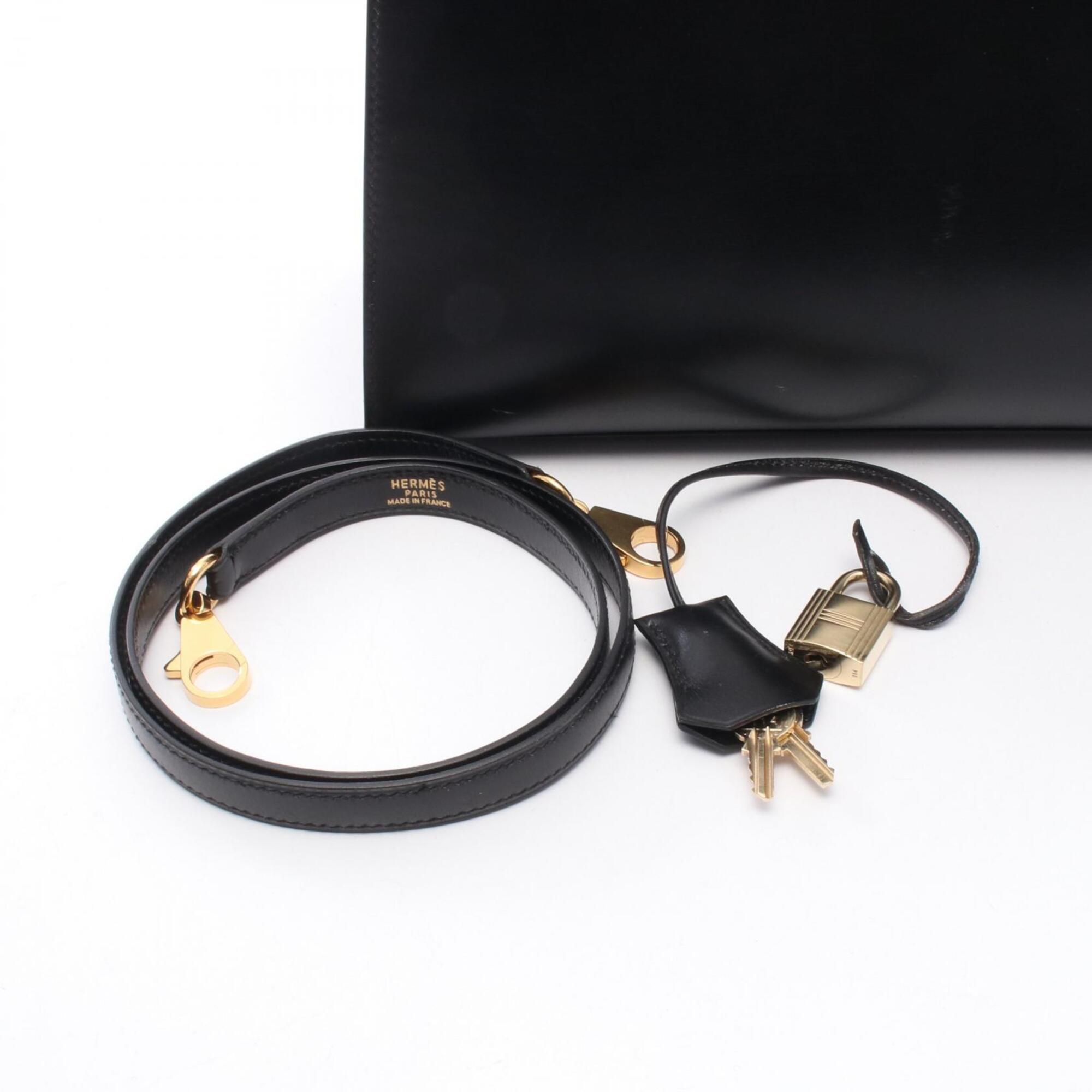 Hermes Black Box Calf Leather Handbag (Pre-Owned)