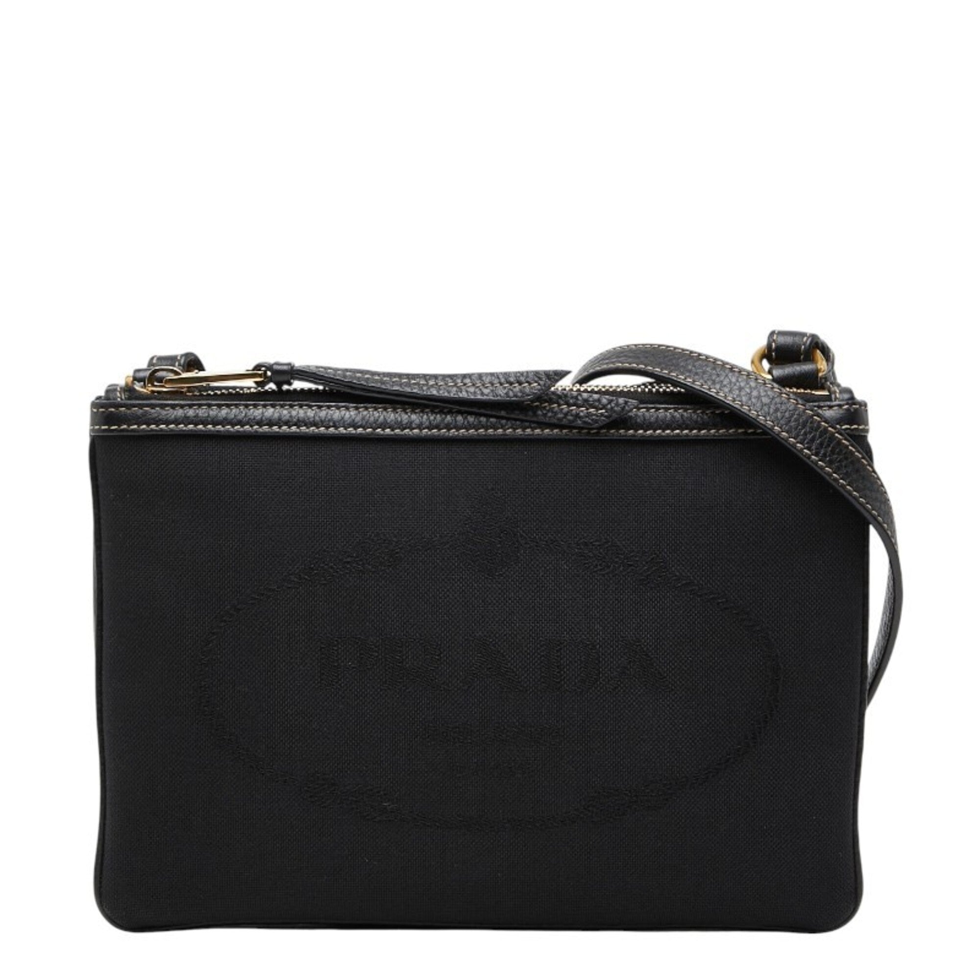 Prada Black Canvas Shoulder Bag (Pre-Owned)