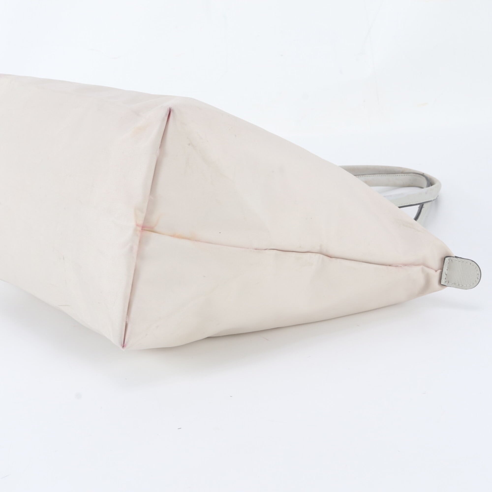 Longchamp Le Pliage Pink Beige Leather Nylon Handbag Shoulder Bag Tote Bag (Pre-Owned)