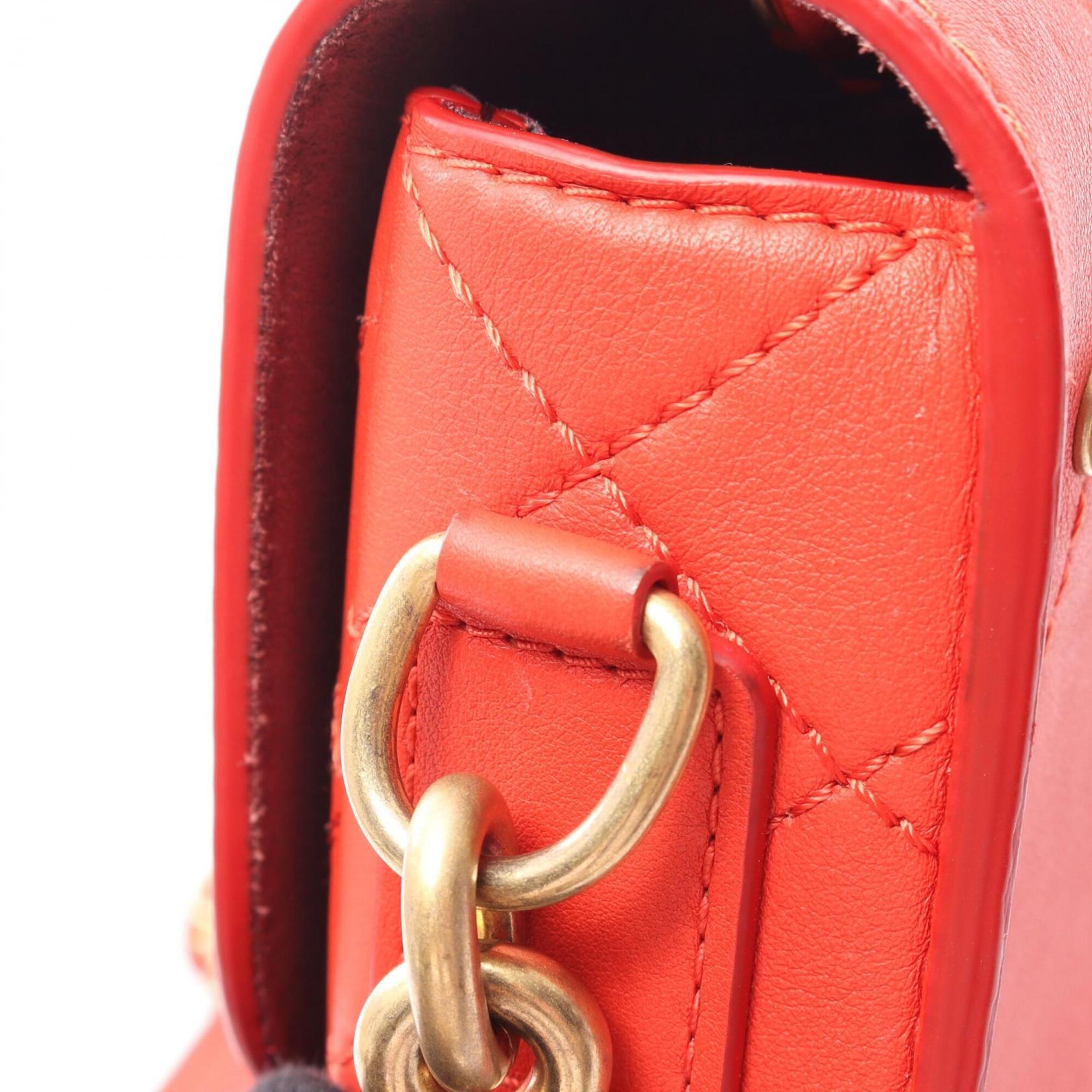 Chanel Matelasse Red Color Leather Handbag Shoulder Bag (Pre-Owned)