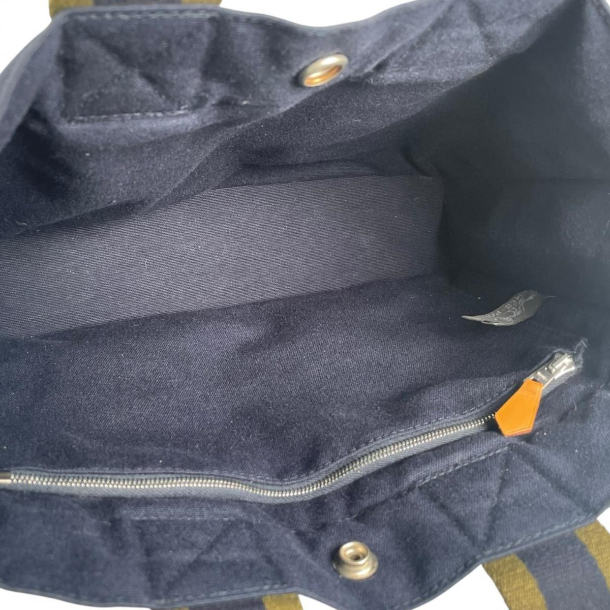 Hermes Navy Canvas Handbag Tote Bag (Pre-Owned)