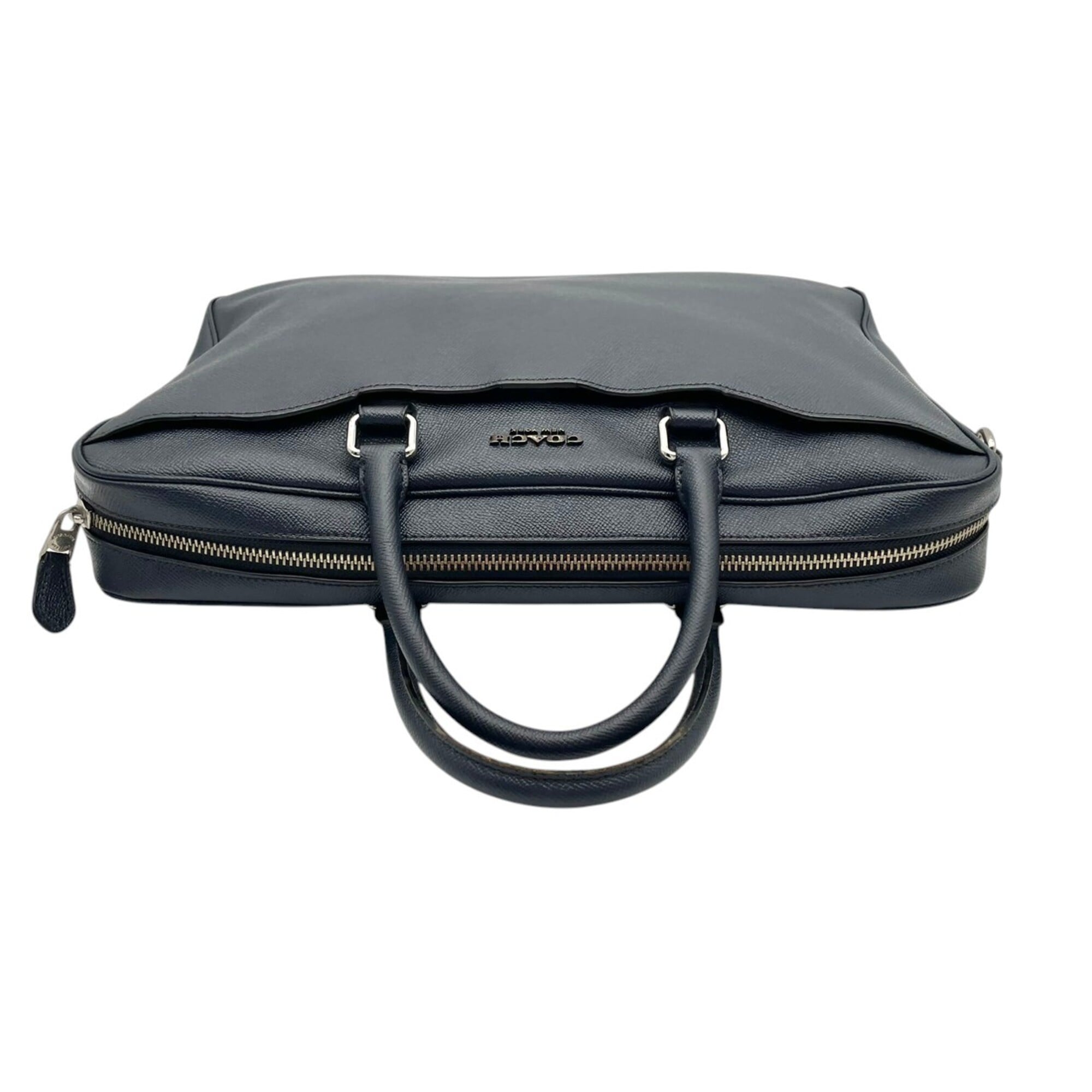 Coach Navy Leather Briefcase Handbag (Pre-Owned)