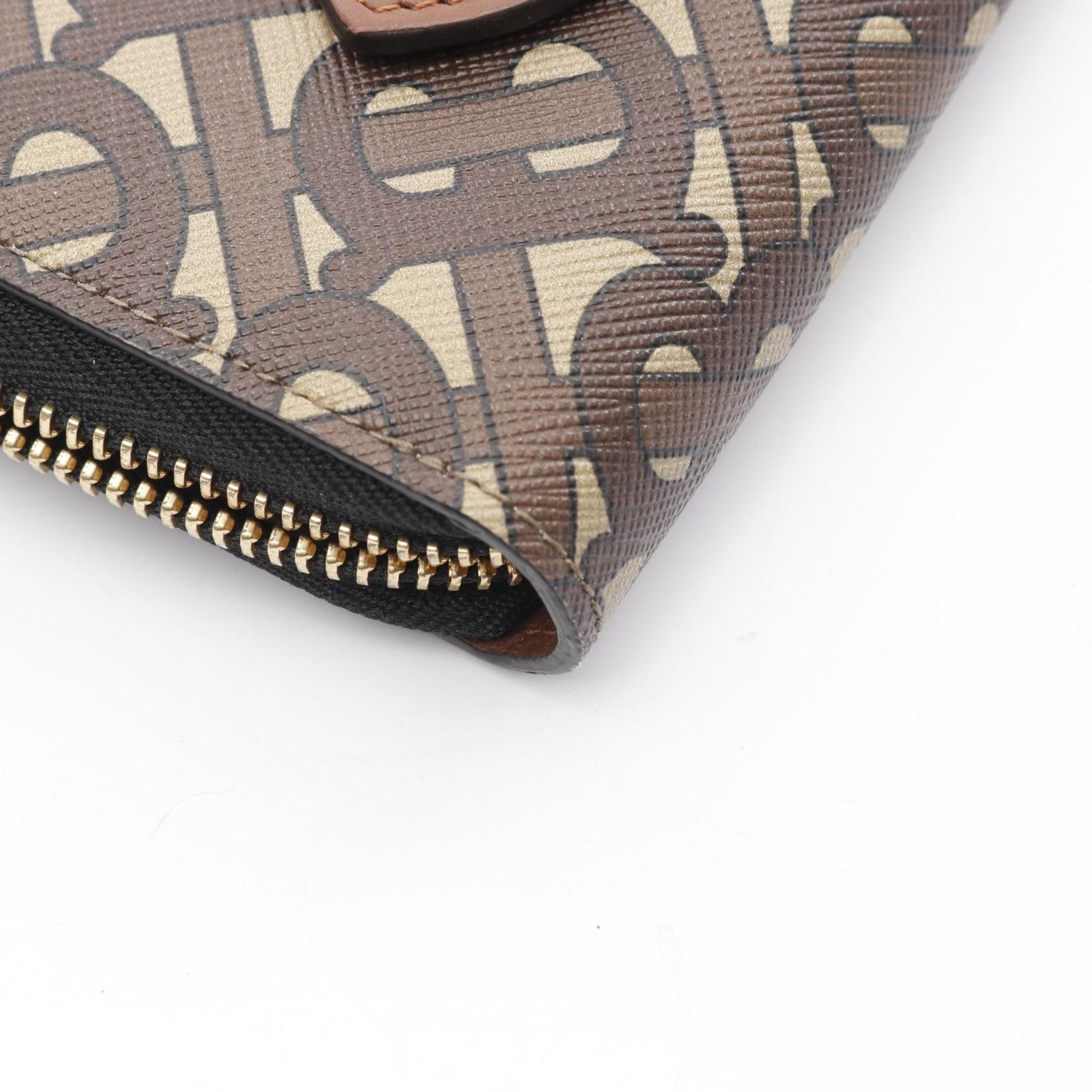 Burberry Beige Brown Pvc Coated Canvas Leather Clutch Bag (Pre-Owned)
