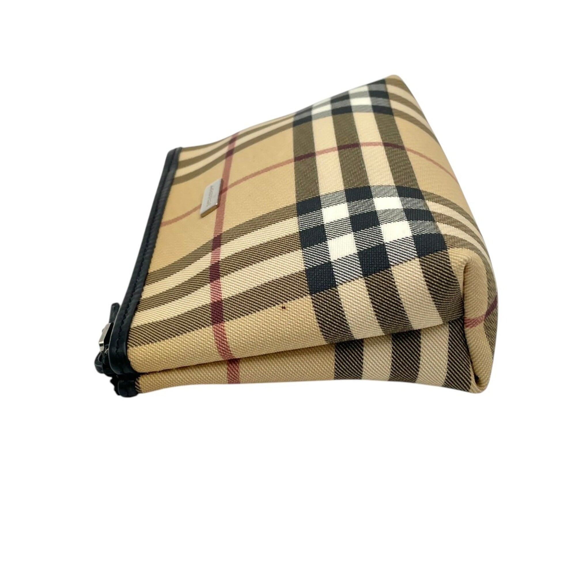 Burberry Beige Black Pvc Leather Pouch (Pre-Owned)