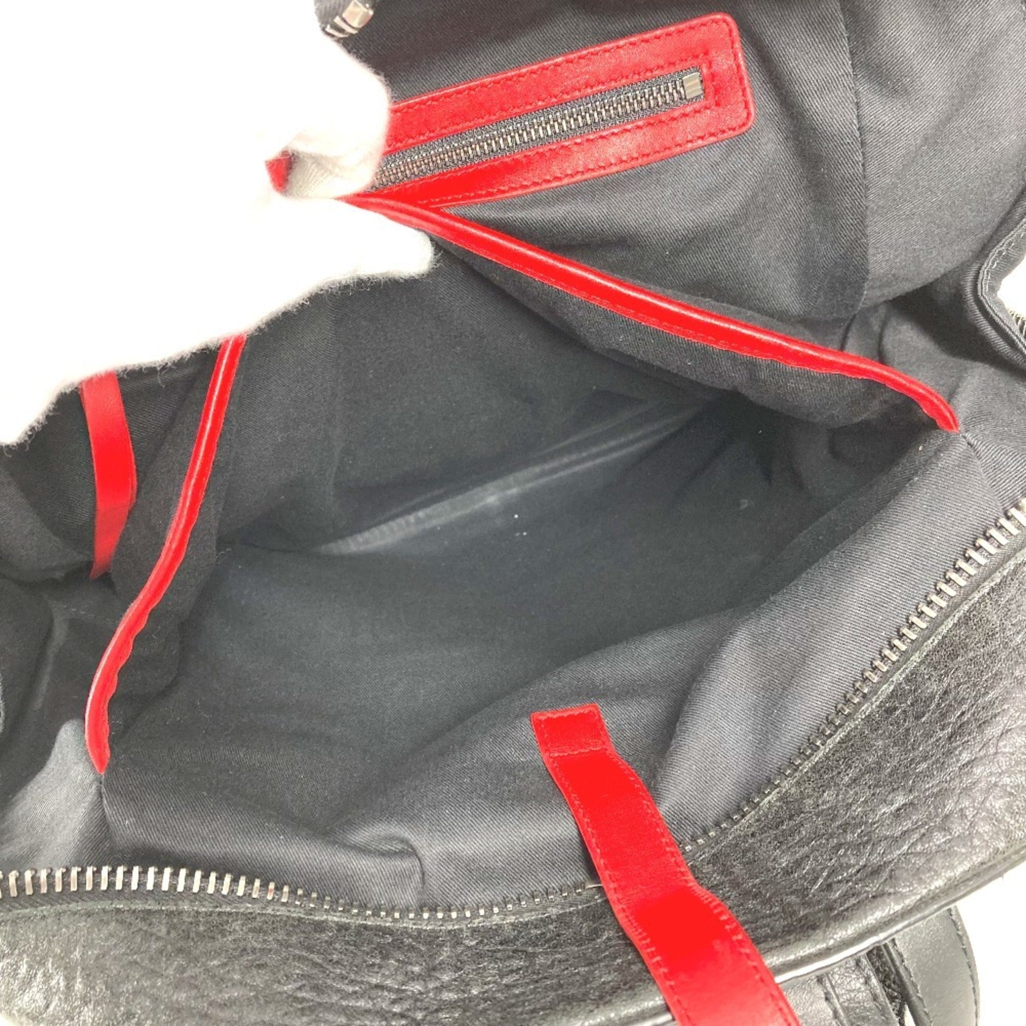 Christian Louboutin Black Red Color Leather Backpack (Pre-Owned)