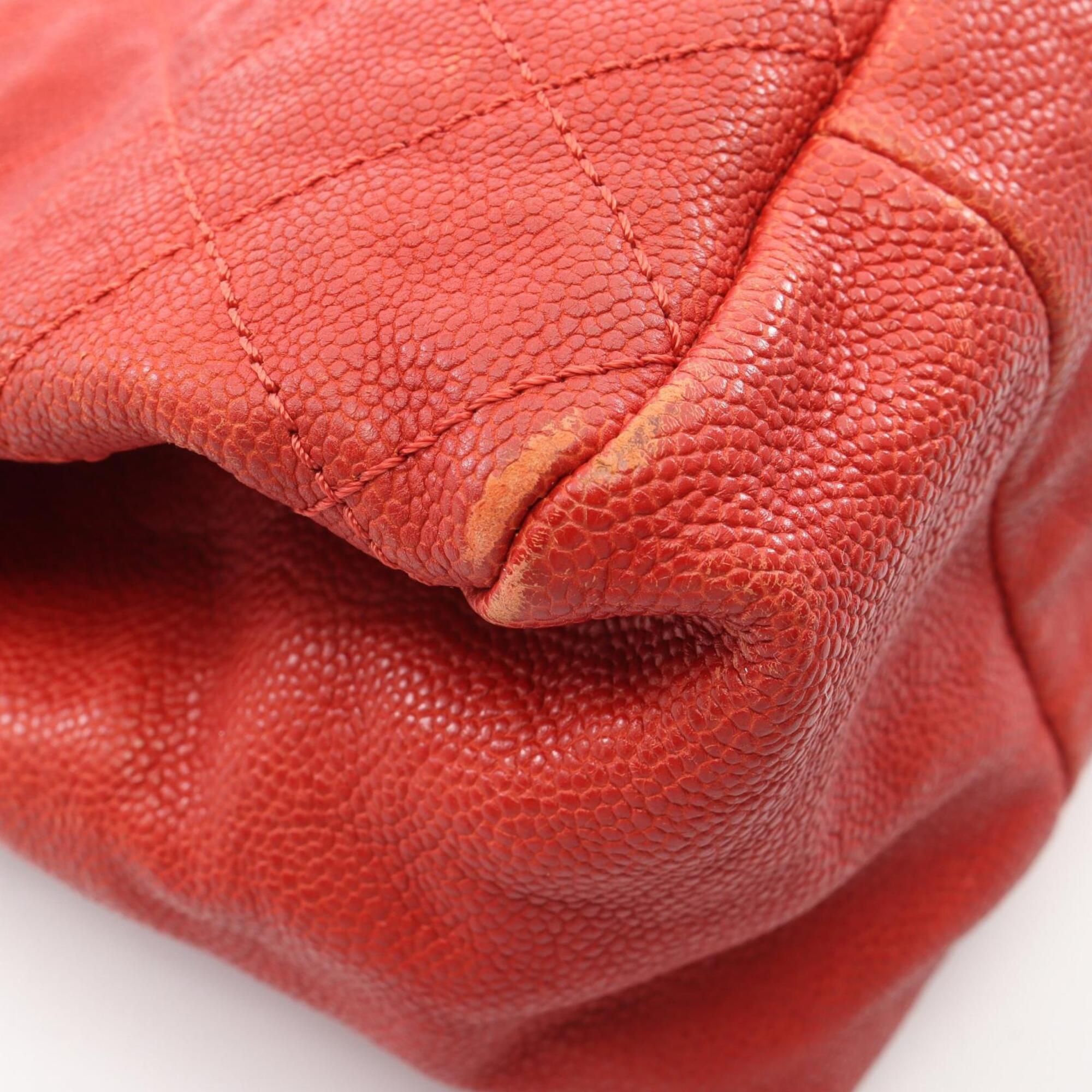 Chanel Red Color Grained Calfskin Handbag Tote Bag (Pre-Owned)
