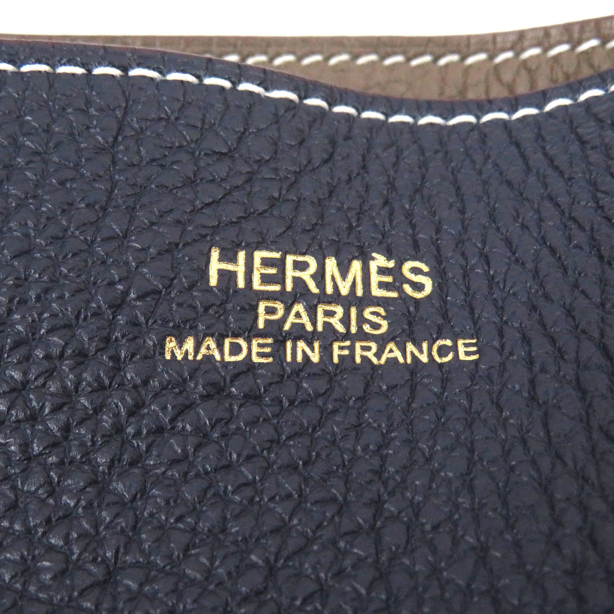 Hermes Blue Nuit Etoupe Gray Taurillon Clemence Leather (Pre-Owned)