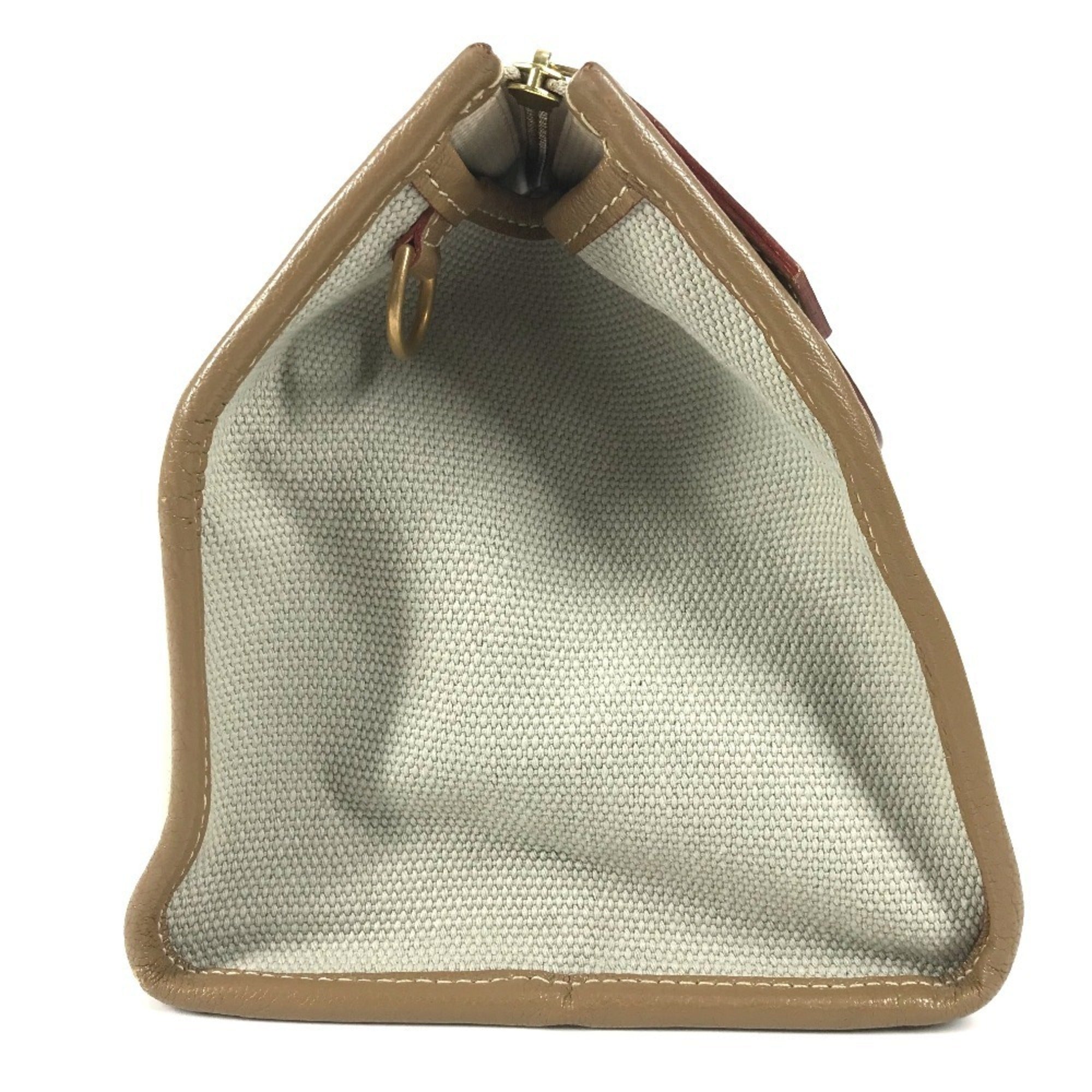 Louis Vuitton Beige Leather Canvas Handbag Tote Bag (Pre-Owned)
