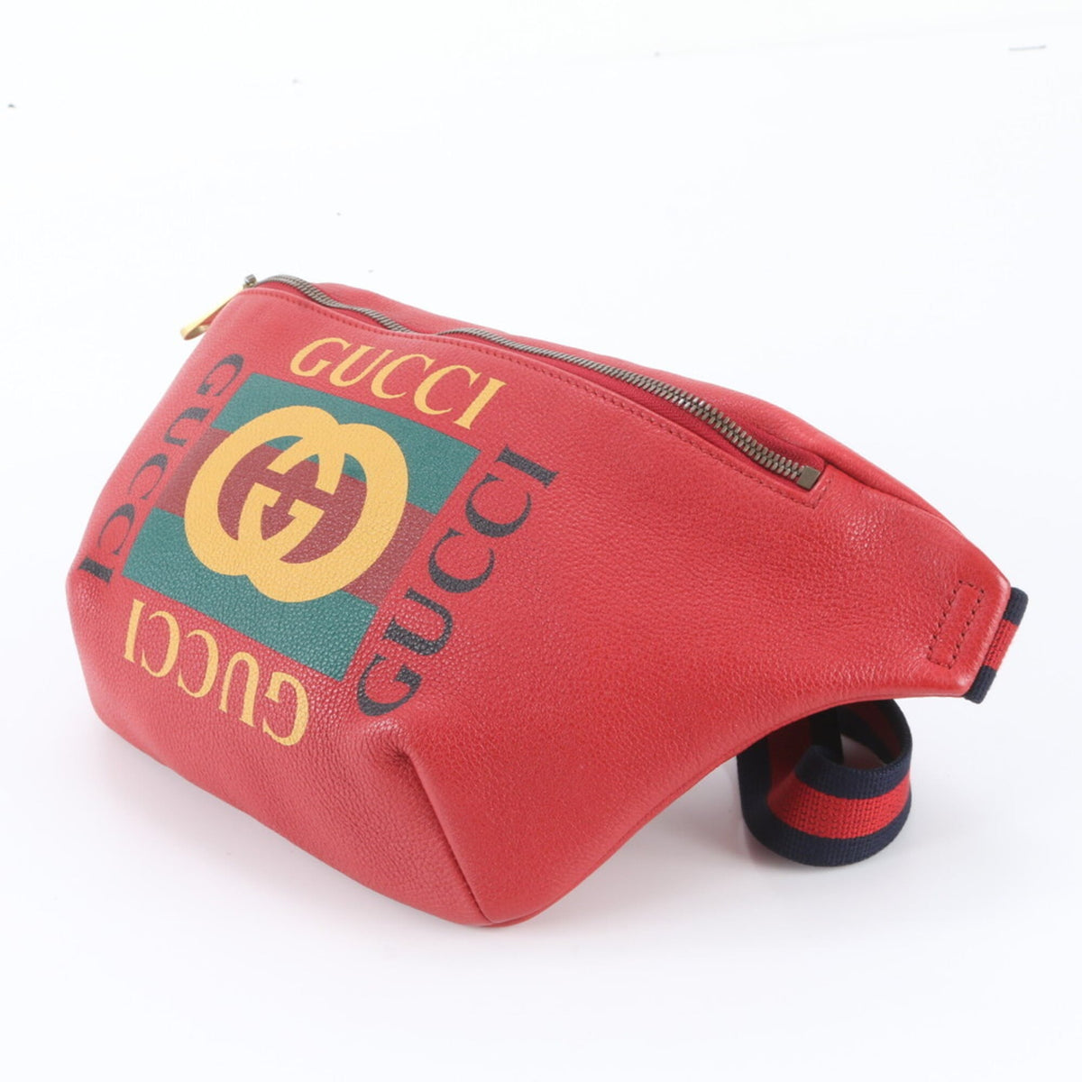 Gucci Red Color Leather Pouch Shoulder Bag Sling Bag (Pre-Owned)