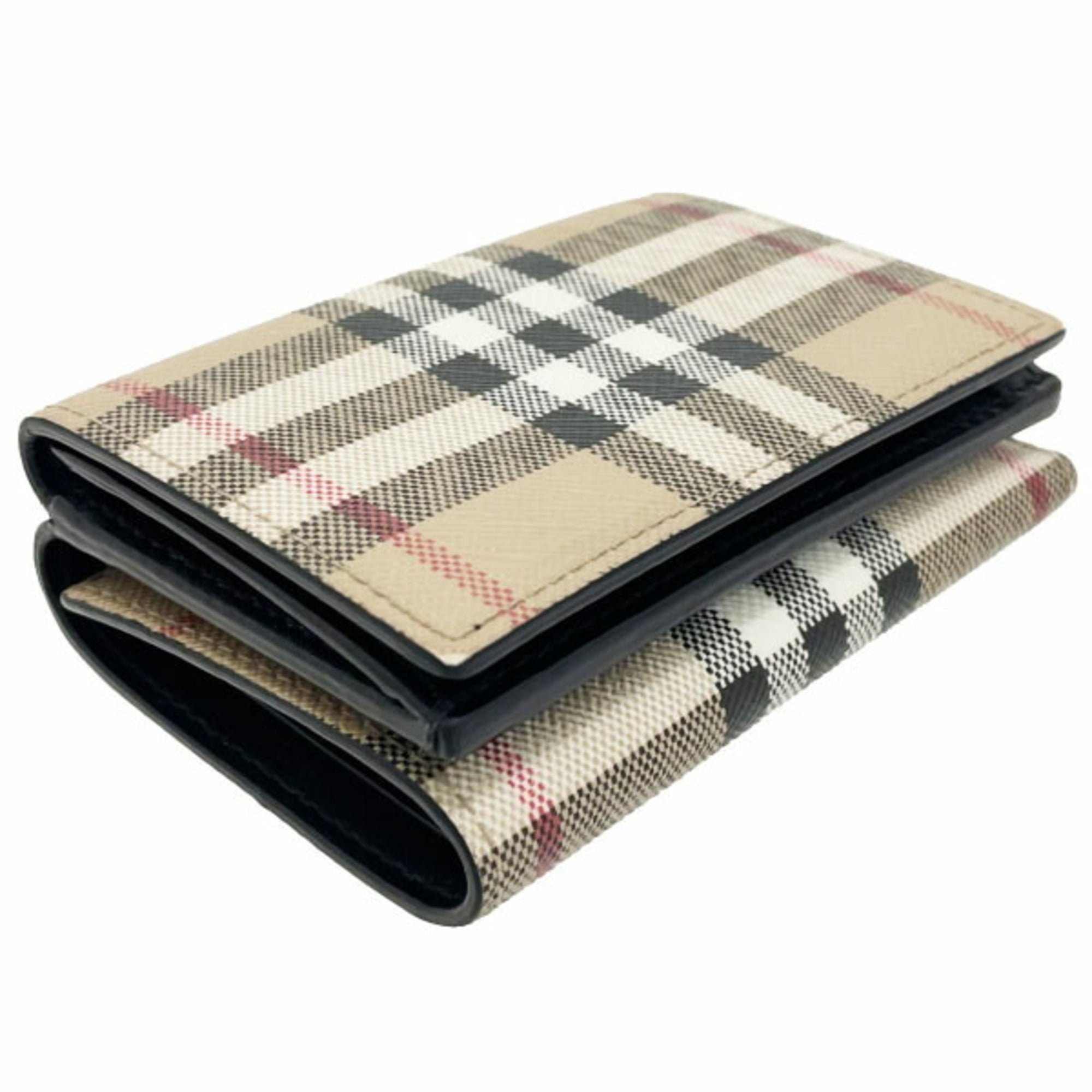 Burberry Beige Black Pvc Leather Wallet (Tri-Fold) (Pre-Owned)