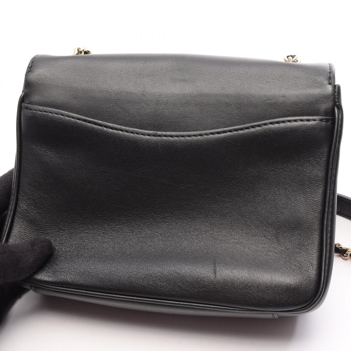 Chanel Black Leather Handbag Shoulder Bag (Pre-Owned)