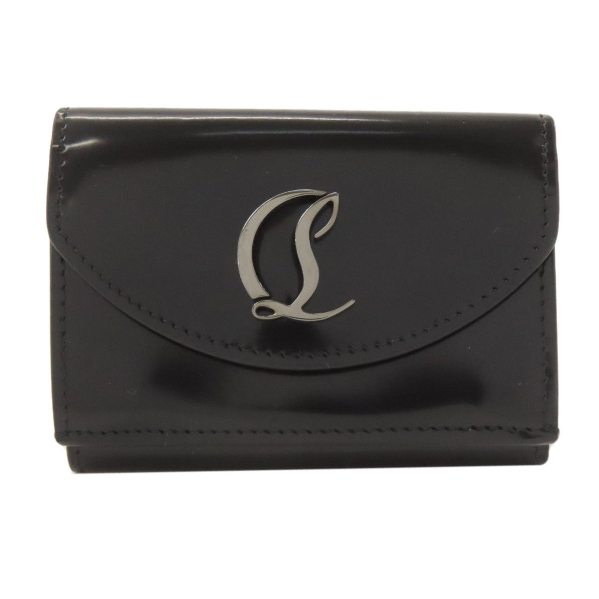Christian Louboutin Black Patent Leather Wallet (Tri-Fold) (Pre-Owned)