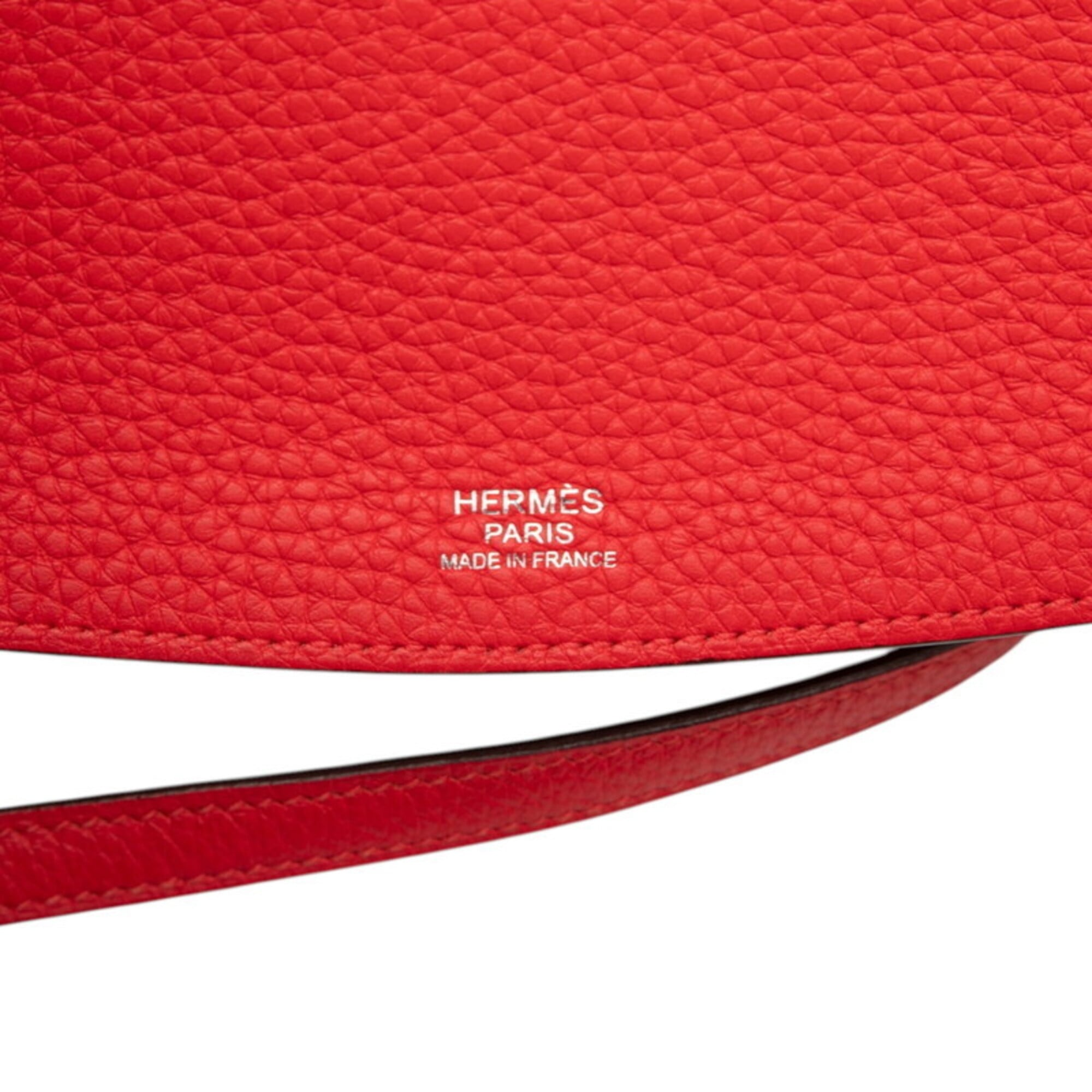 Hermes Red Color Taurillon Clemence Leather Shoulder Bag (Pre-Owned)