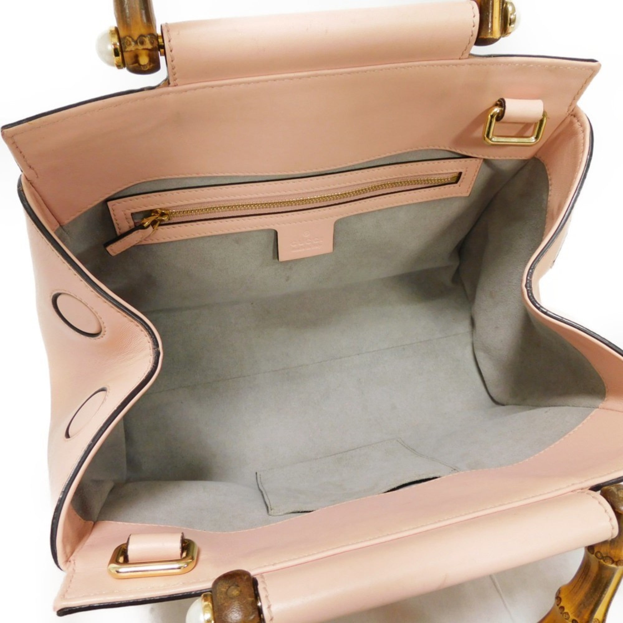 Gucci Light Pink Bamboo Leather Handbag (Pre-Owned)