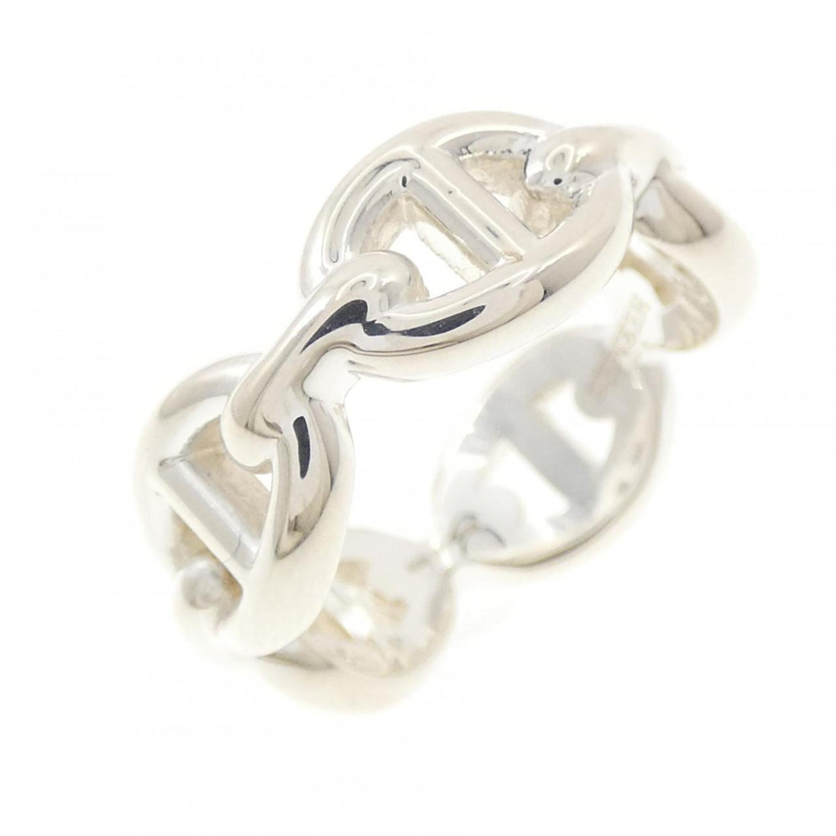 Hermes Silver Silver 925 Band Ring (Pre-Owned)