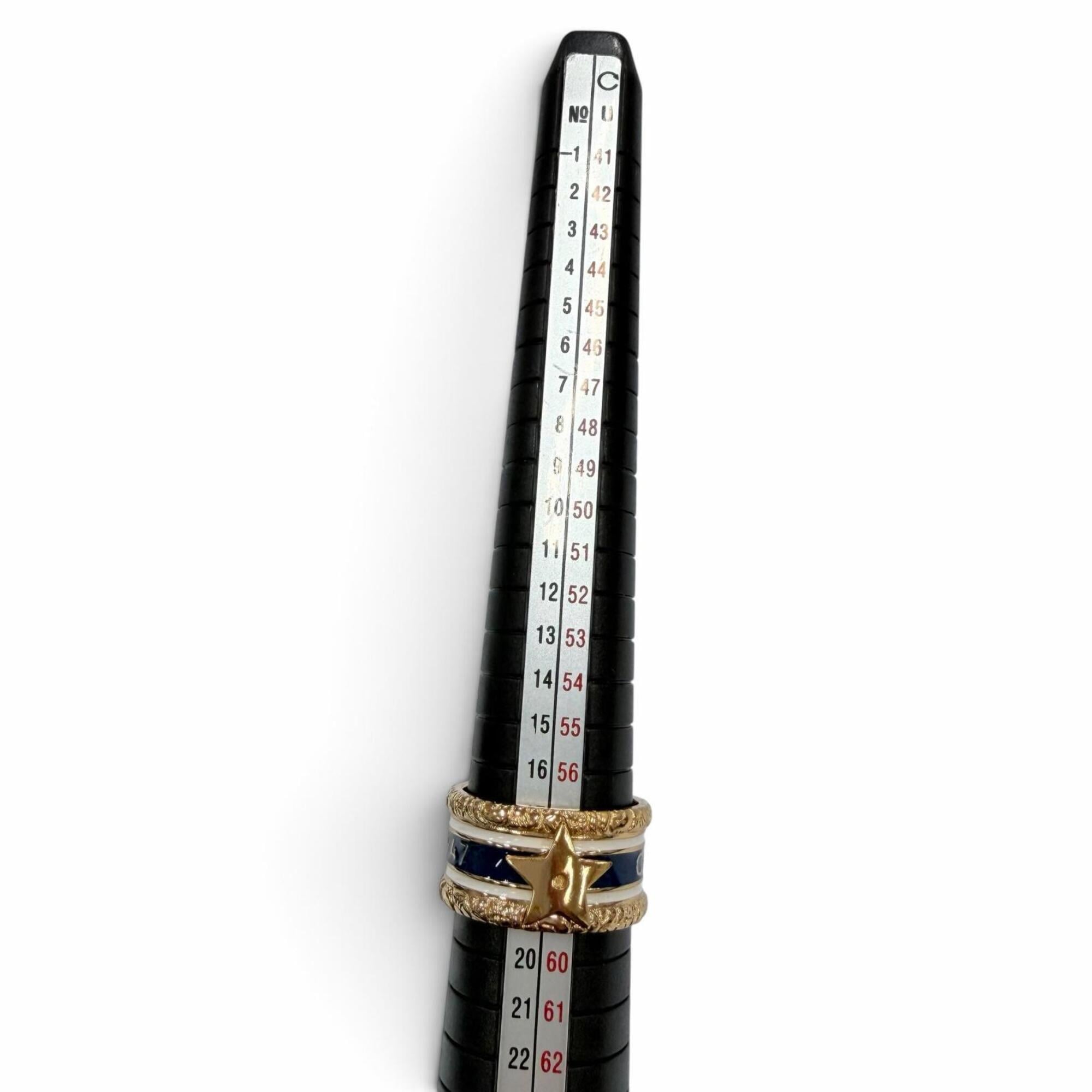 Christian Dior Gold Navy White Metal Band Ring (Pre-Owned)