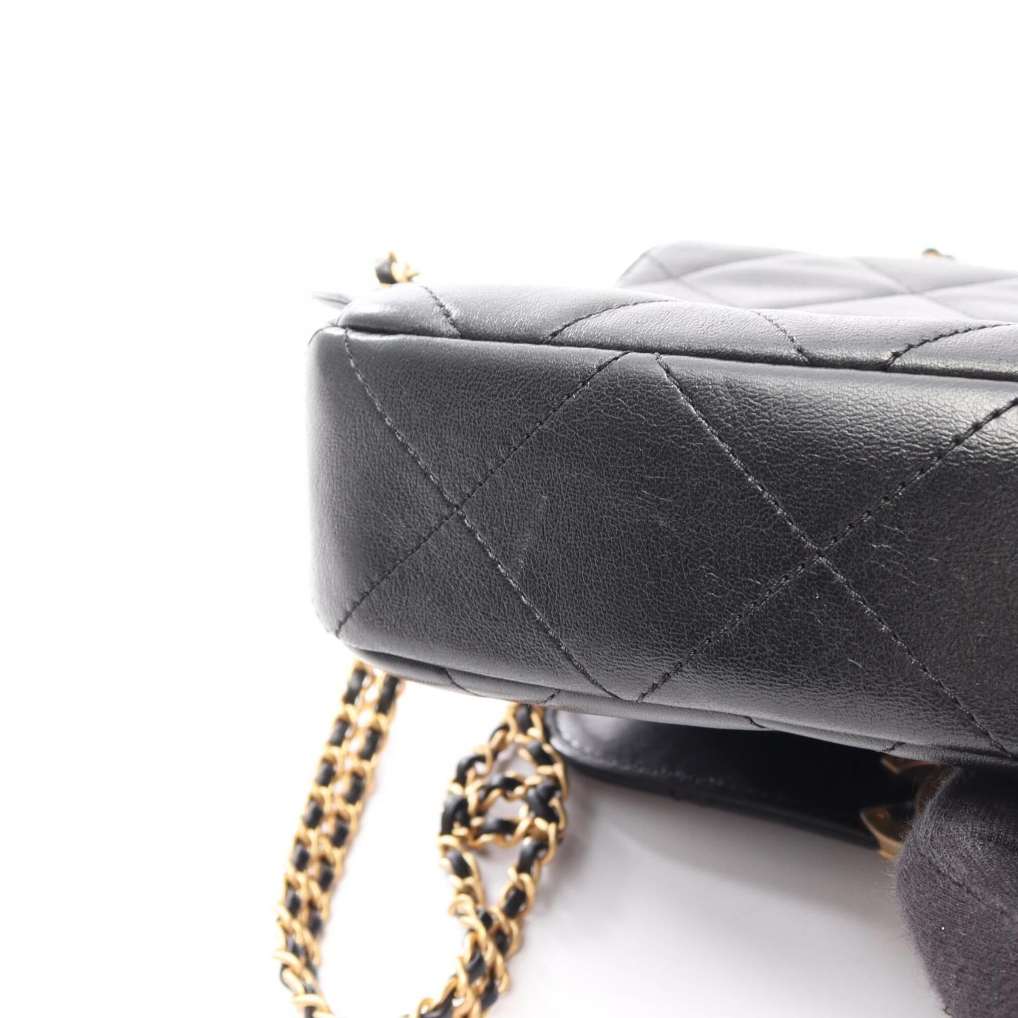 Chanel Black Leather Backpack Handbag (Pre-Owned)