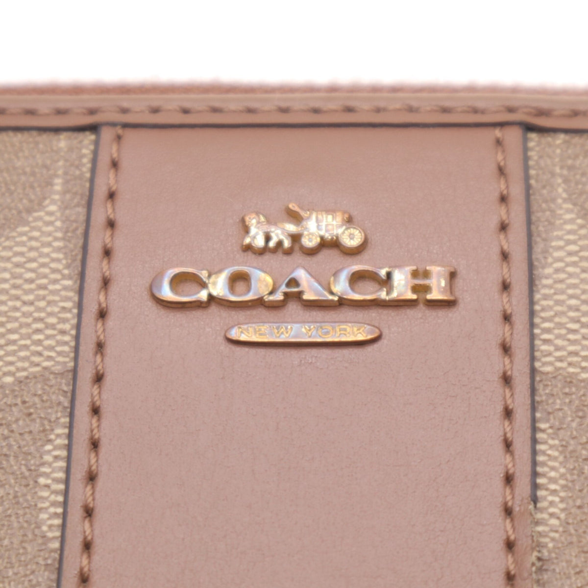 Coach Signature Beige Brown Multi-Color Signature Line Long Wallet (Bi-Fold) (Pre-Owned)