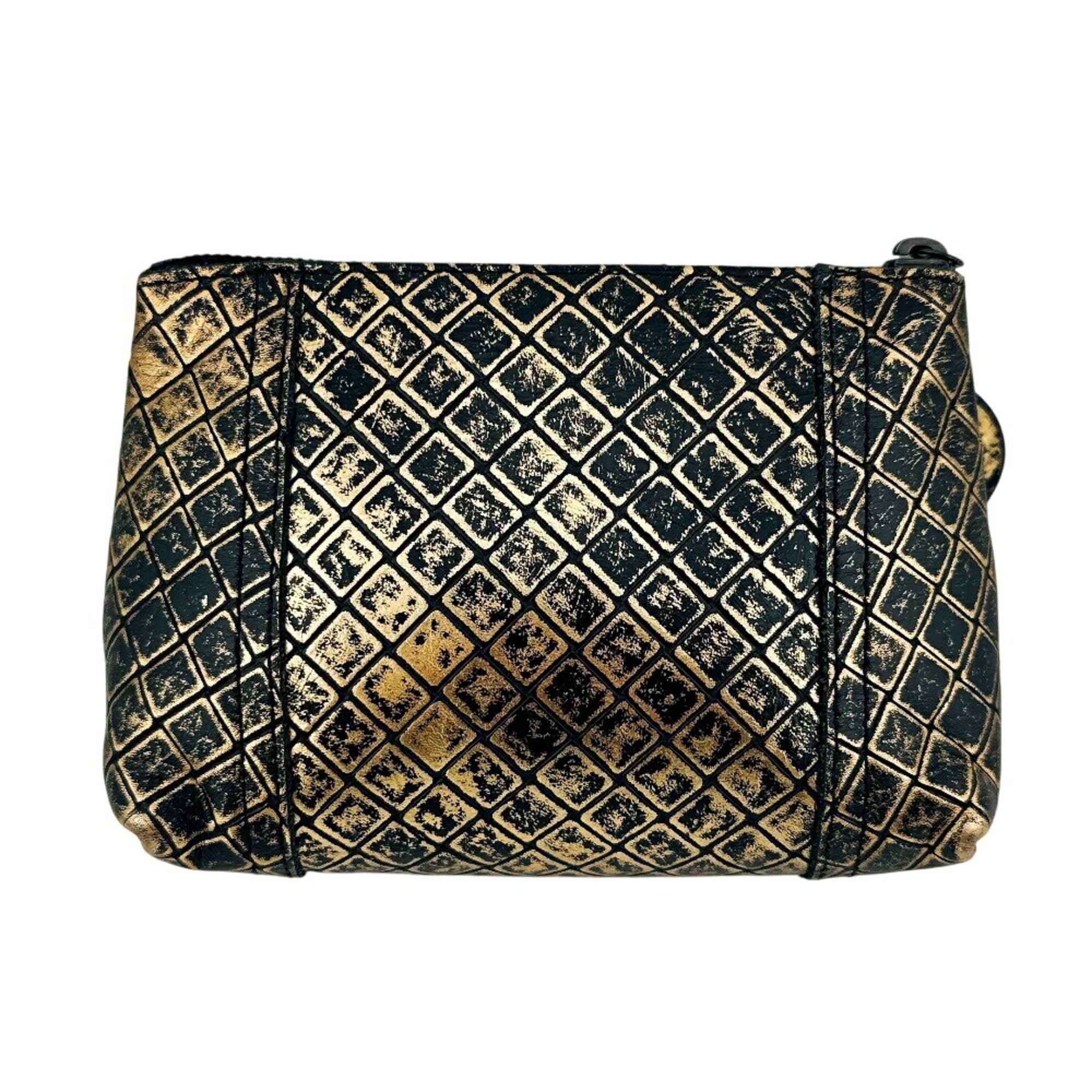 Bottega Veneta Black Gold Leather Pouch (Pre-Owned)