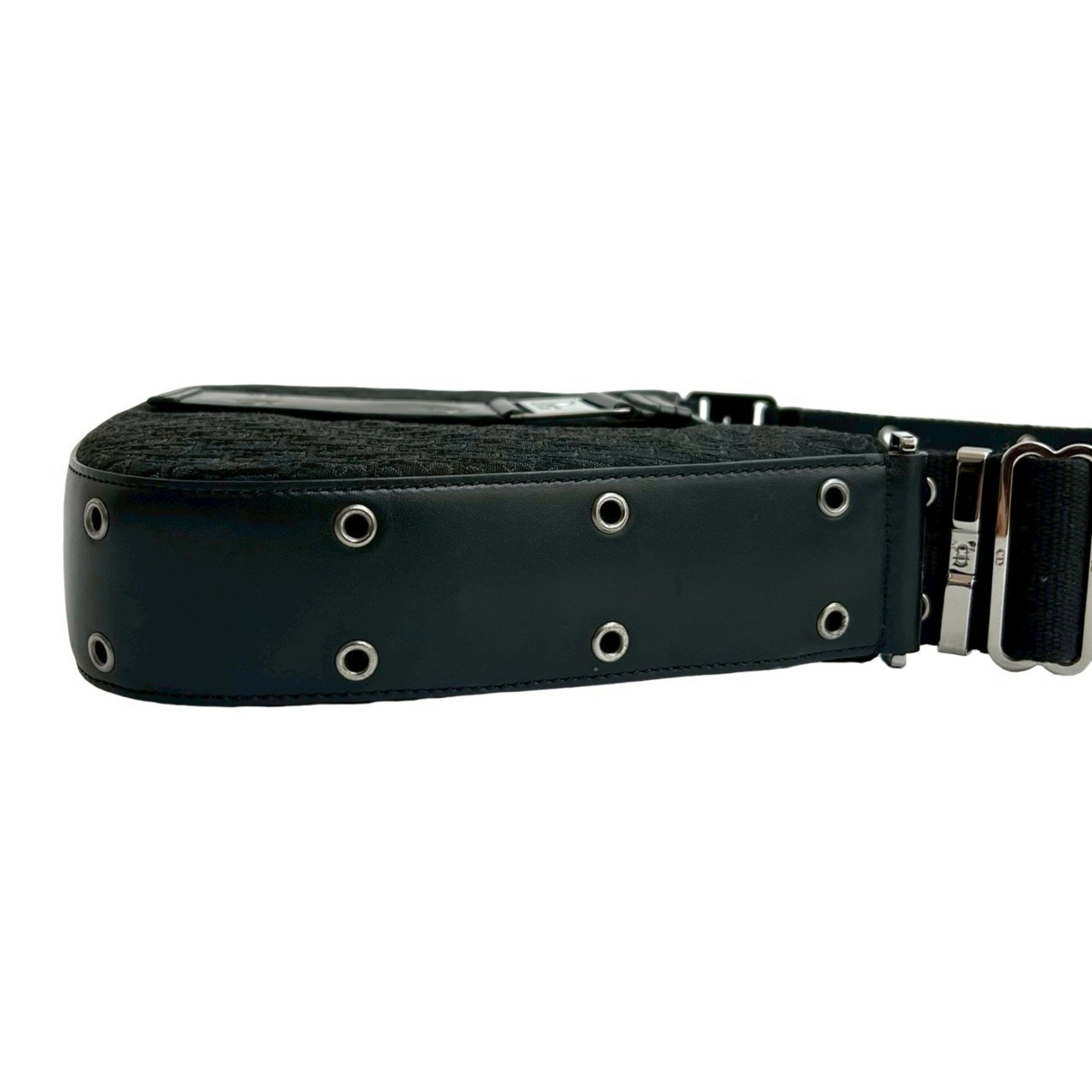 Christian Dior Black Canvas Leather Pochette Shoulder Bag (Pre-Owned)
