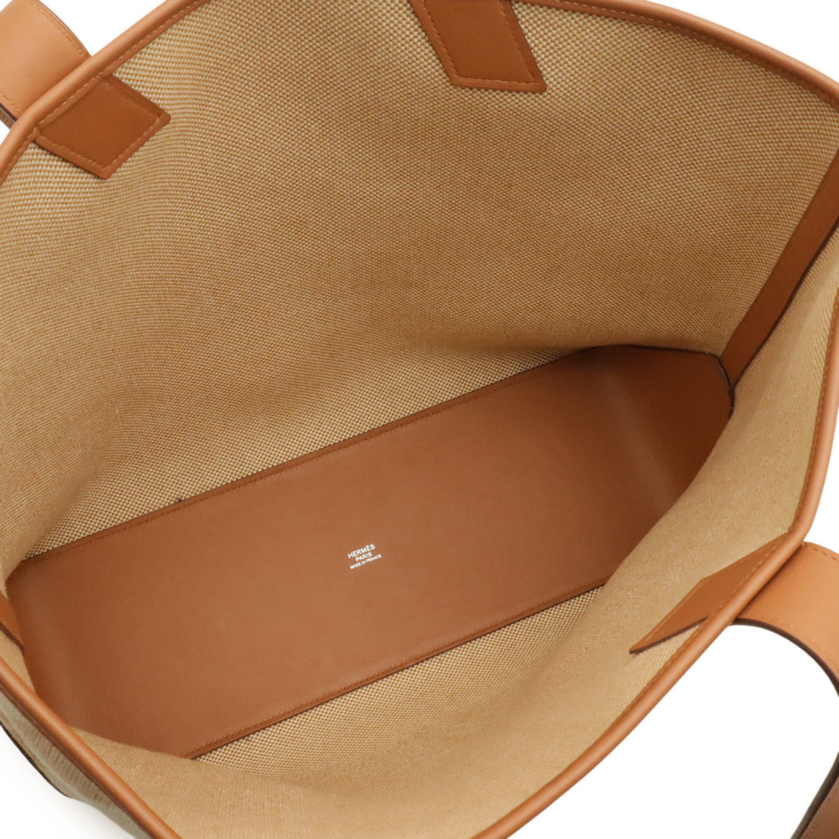 Hermes Brown Ecru Toile H Leather Shoulder Bag Tote Bag (Pre-Owned)