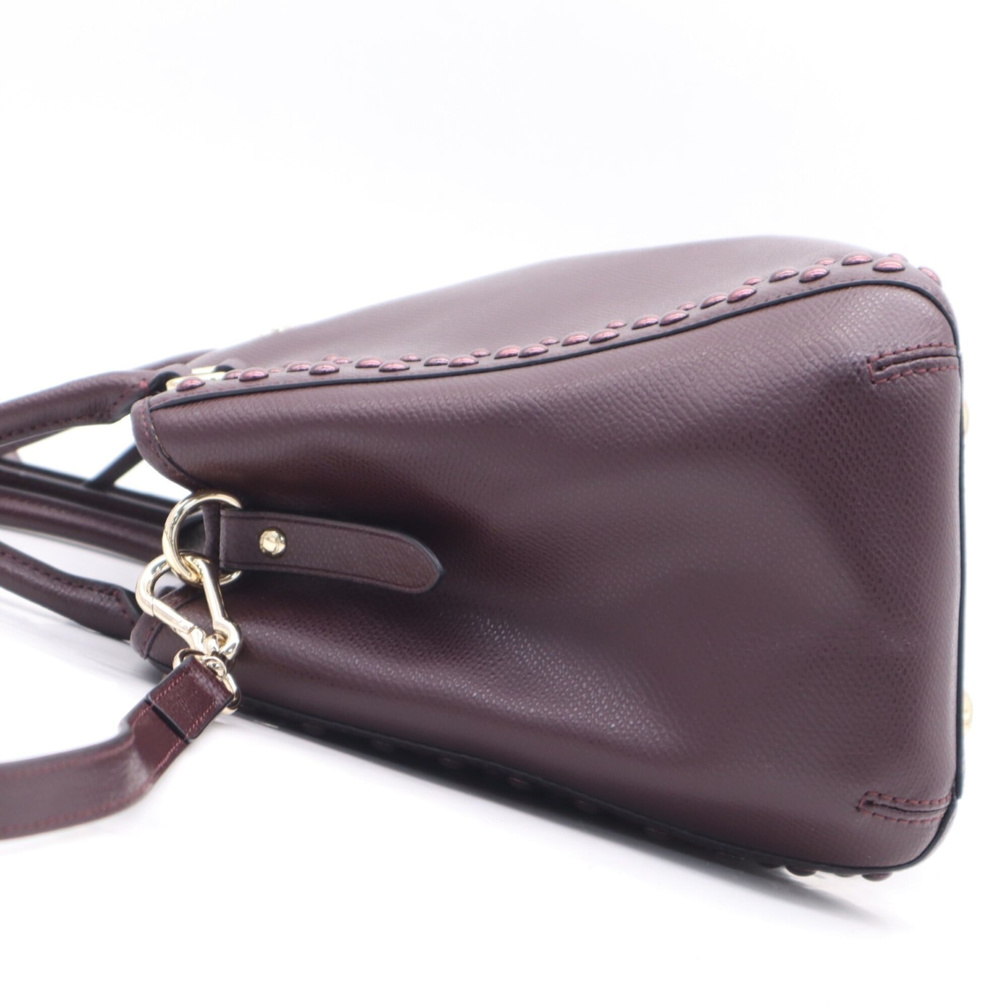Coach Bordeaux Leather Handbag Shoulder Bag (Pre-Owned)