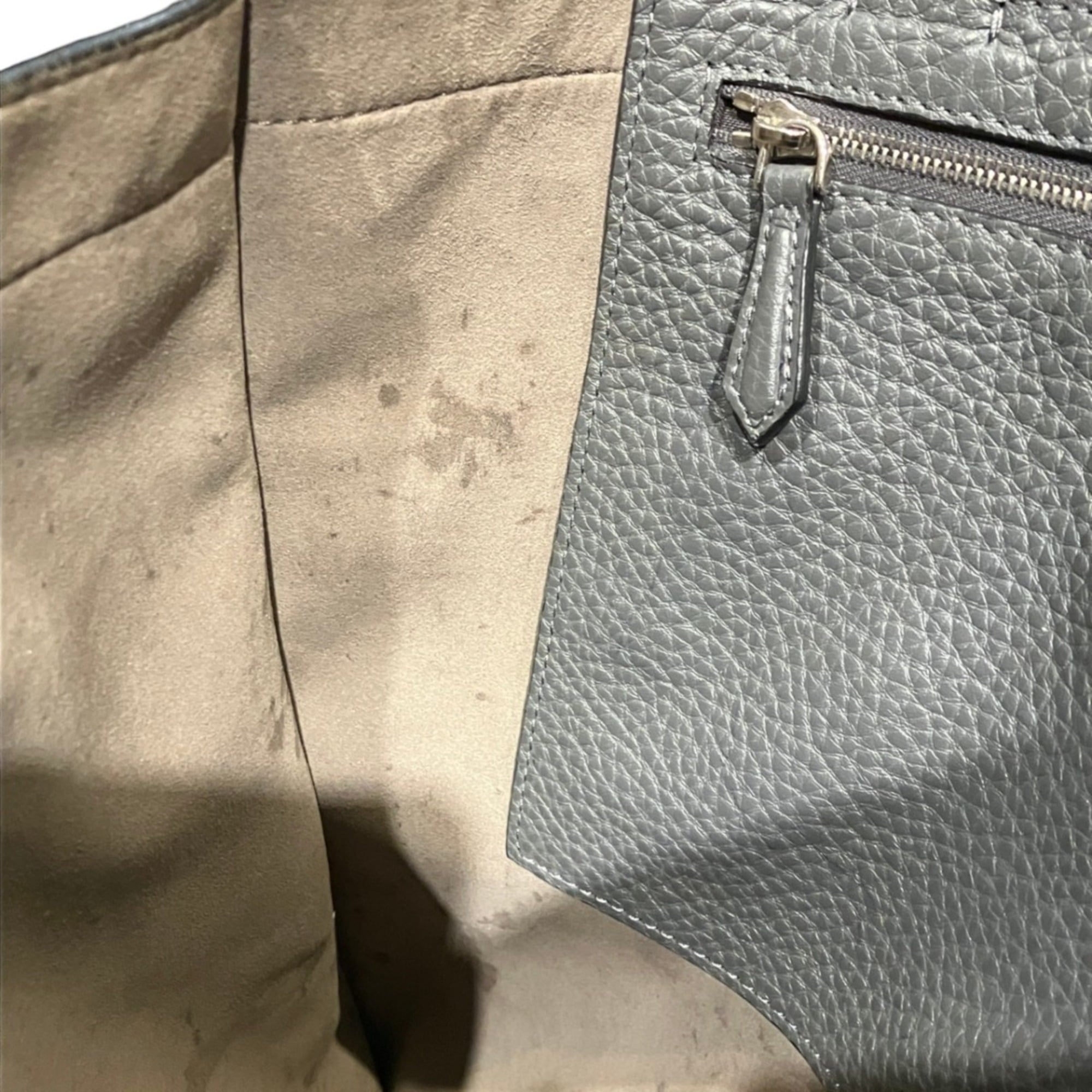 Fendi Gray Leather Suede Tote Bag (Pre-Owned)