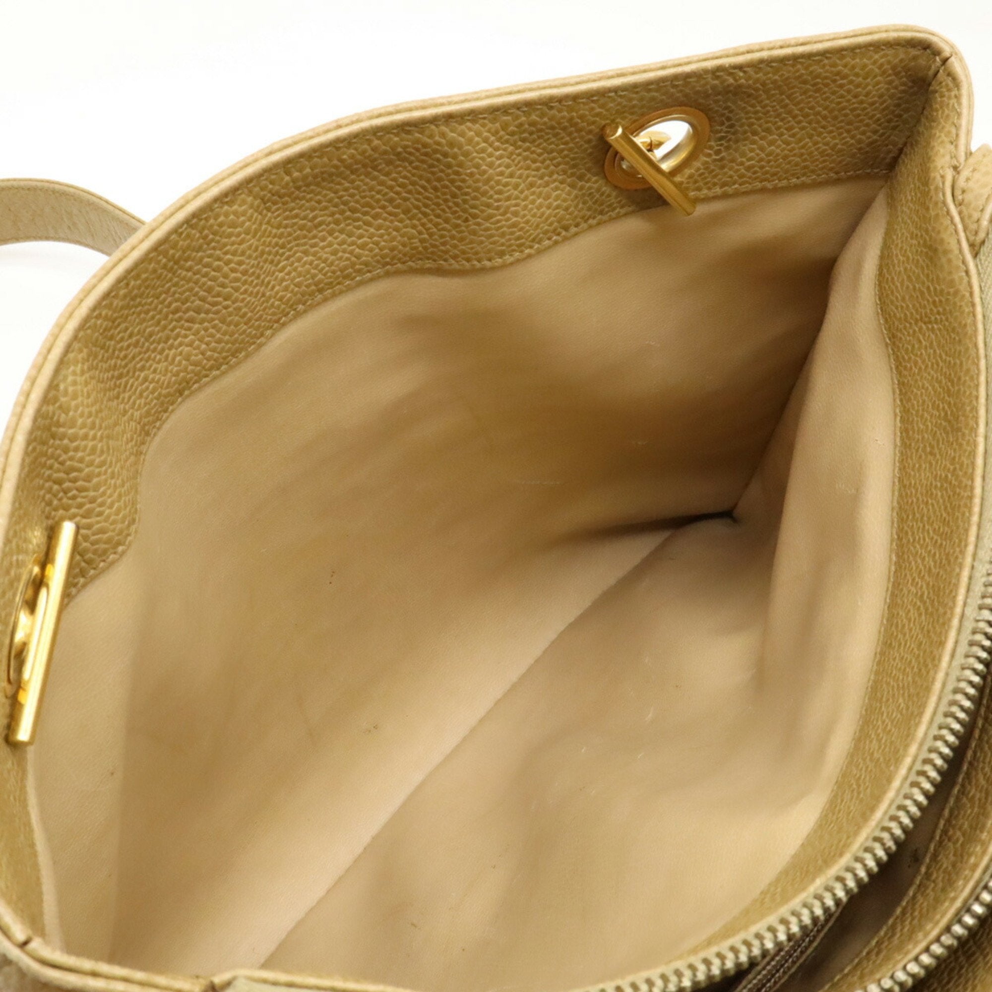 Chanel Beige Khaki Caviar Leather Shoulder Bag Tote Bag (Pre-Owned)