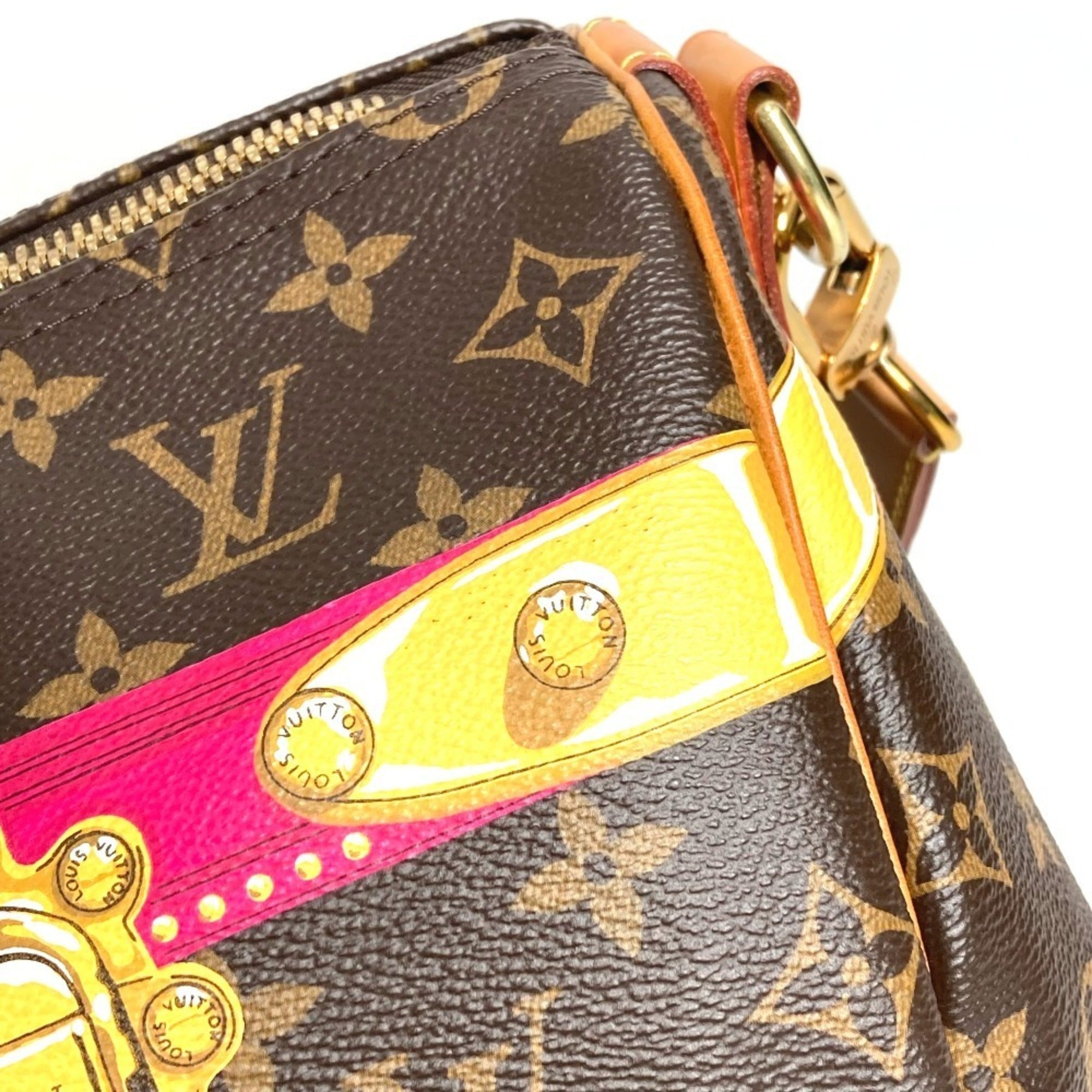 Louis Vuitton Monogram Brown Pink Monogram Boston Bag Shoulder Bag (Pre-Owned)