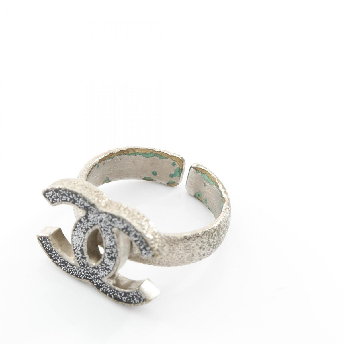 Chanel Silver Stainless Steel Band Ring (Pre-Owned)