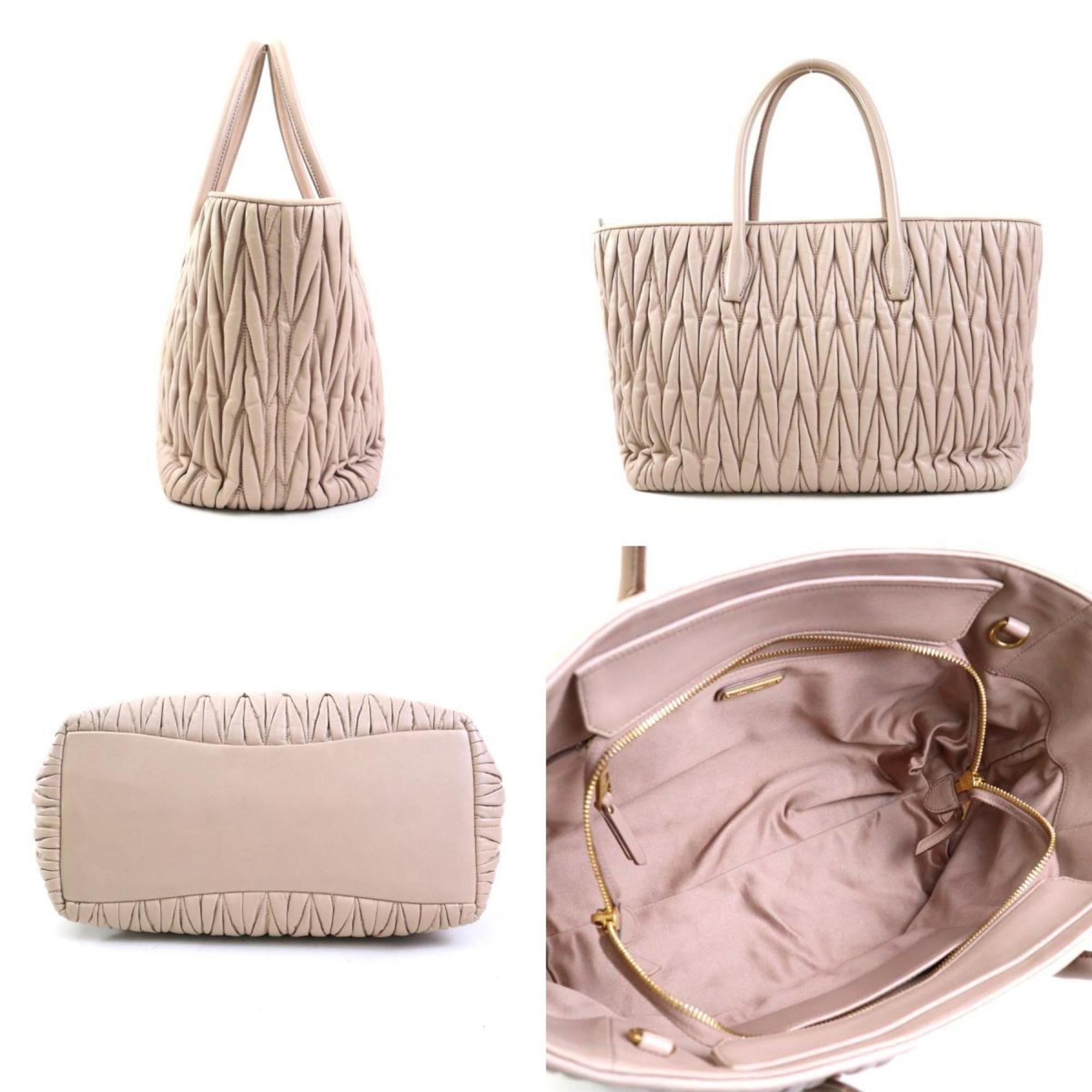 Miu Miu Pink Beige Leather Handbag Shoulder Bag (Pre-Owned)