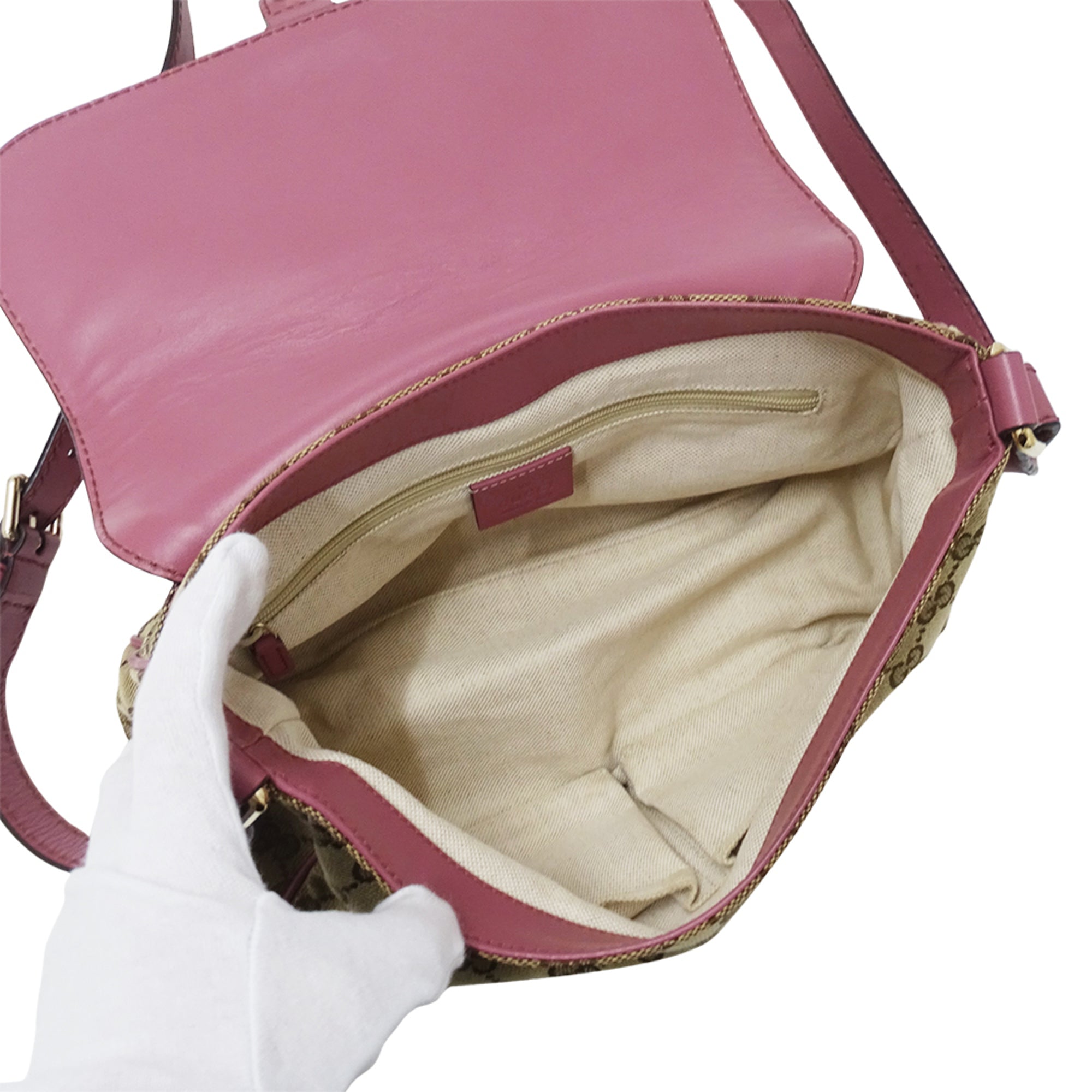 Gucci Gg Canvas Brown Pink Beige Gg Canvas Handbag Messenger Bag Shoulder Bag (Pre-Owned)