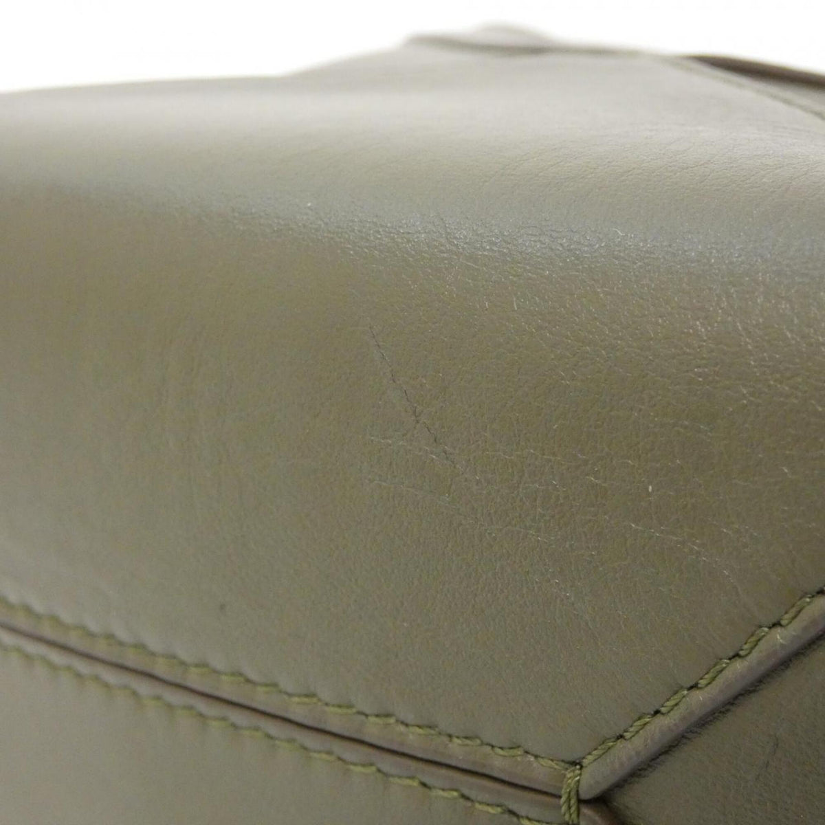 Loewe Dark Khaki Green Leather Handbag (Pre-Owned)