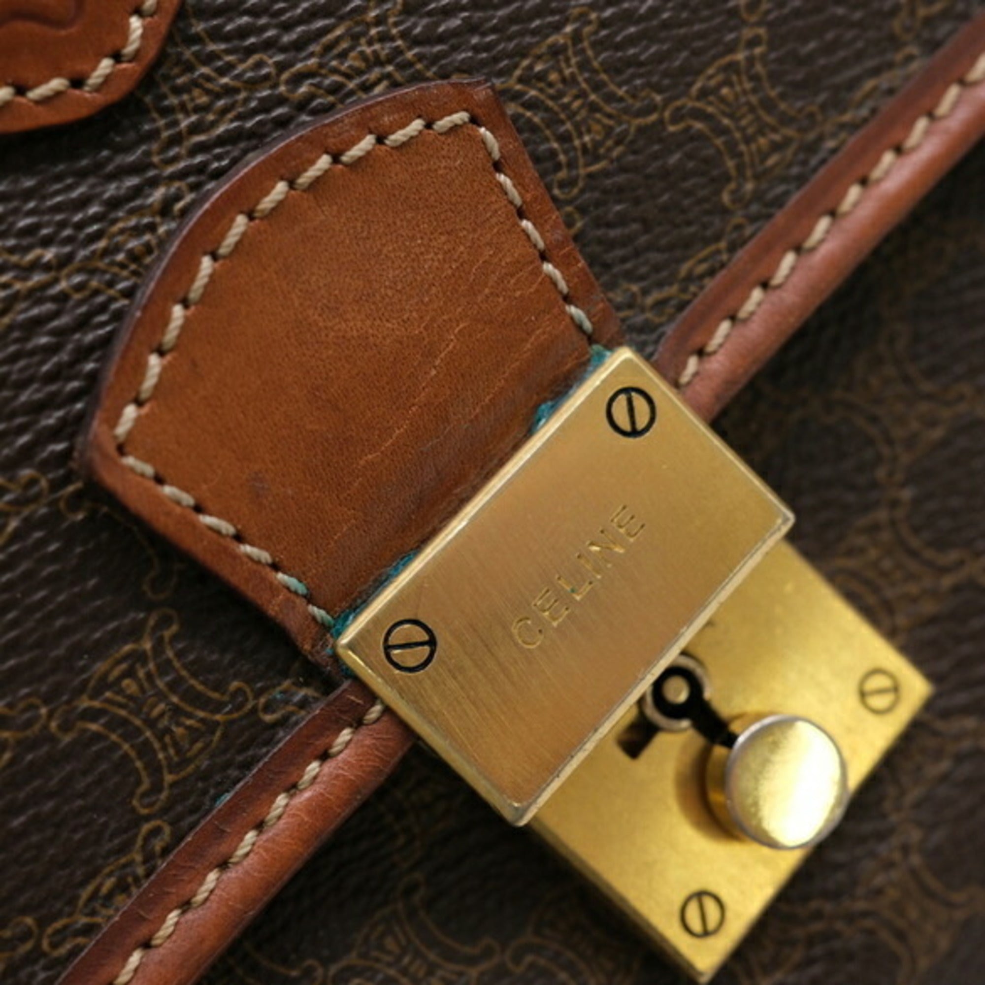 Celine Brown Pvc Leather Clutch Bag (Pre-Owned)