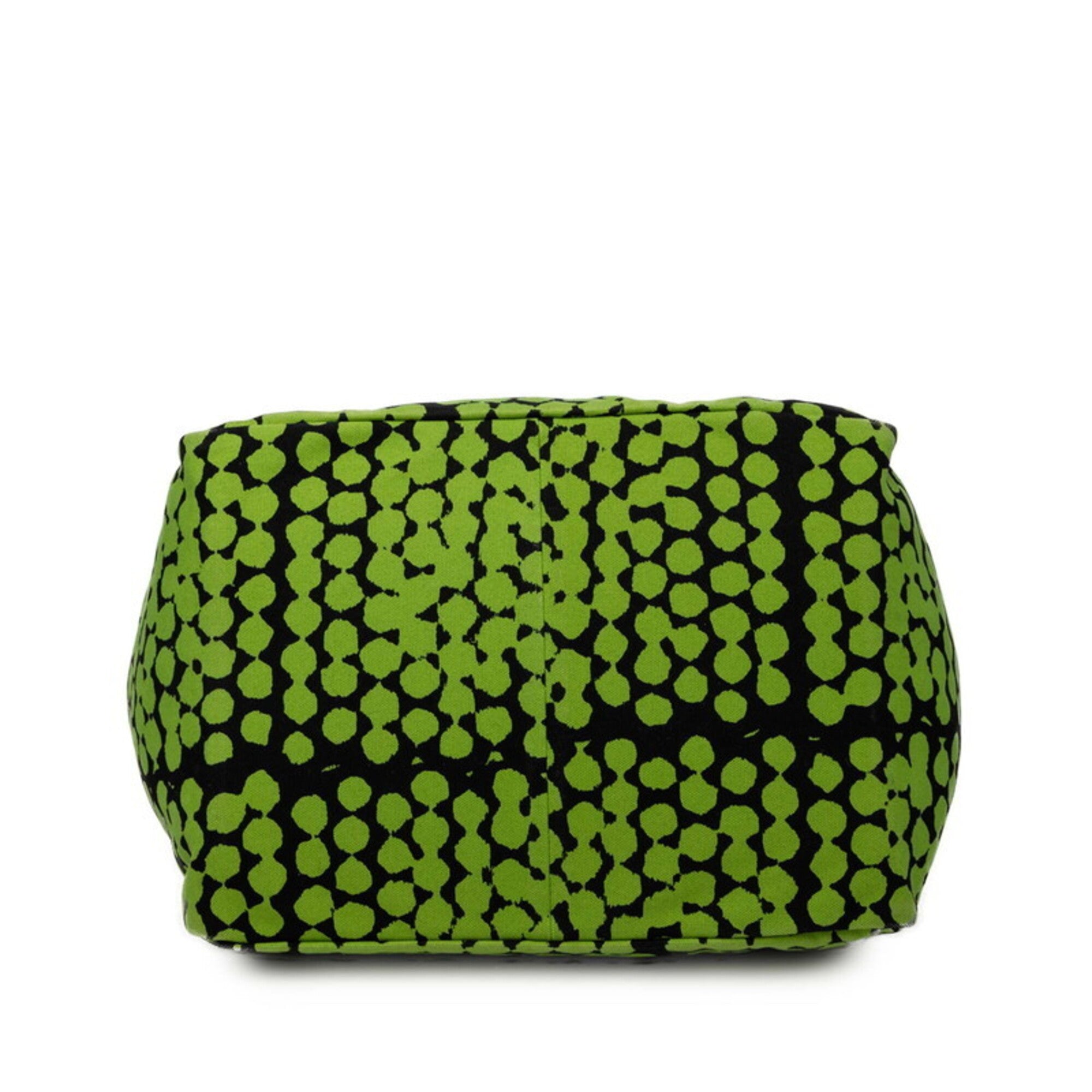 Bottega Veneta Black Green Canvas Leather Tote Bag (Pre-Owned)