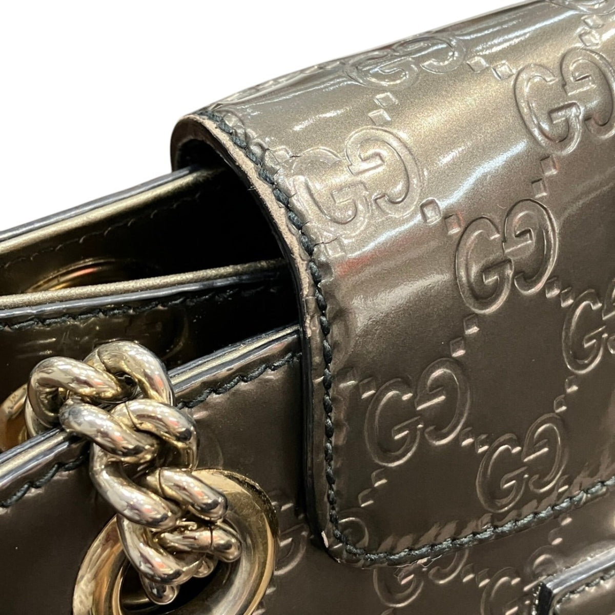 Gucci Gray Silver Leather Shoulder Bag (Pre-Owned)