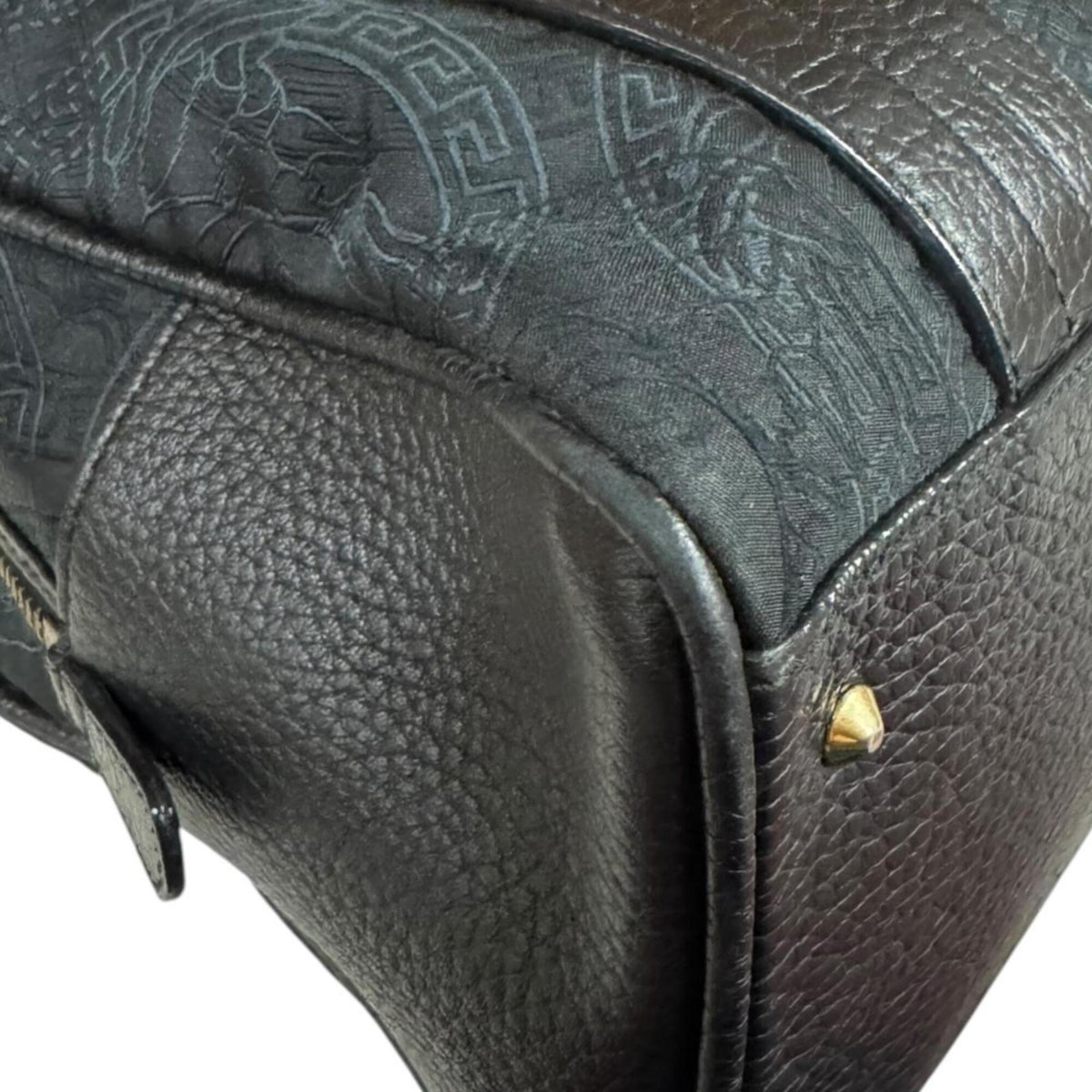 Versace Black Canvas Handbag (Pre-Owned)
