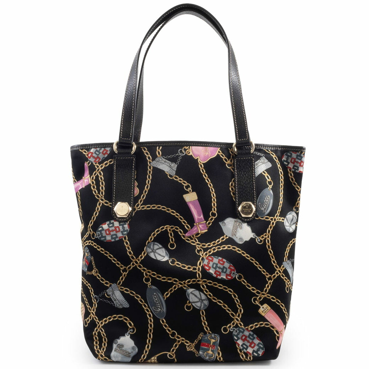 Gucci Multi-Color Satin Leather Tote Bag (Pre-Owned)
