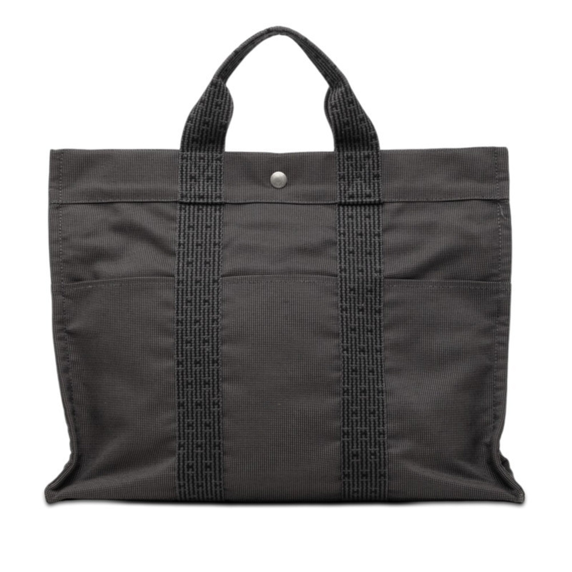 Hermes Gray Canvas Handbag Tote Bag (Pre-Owned)