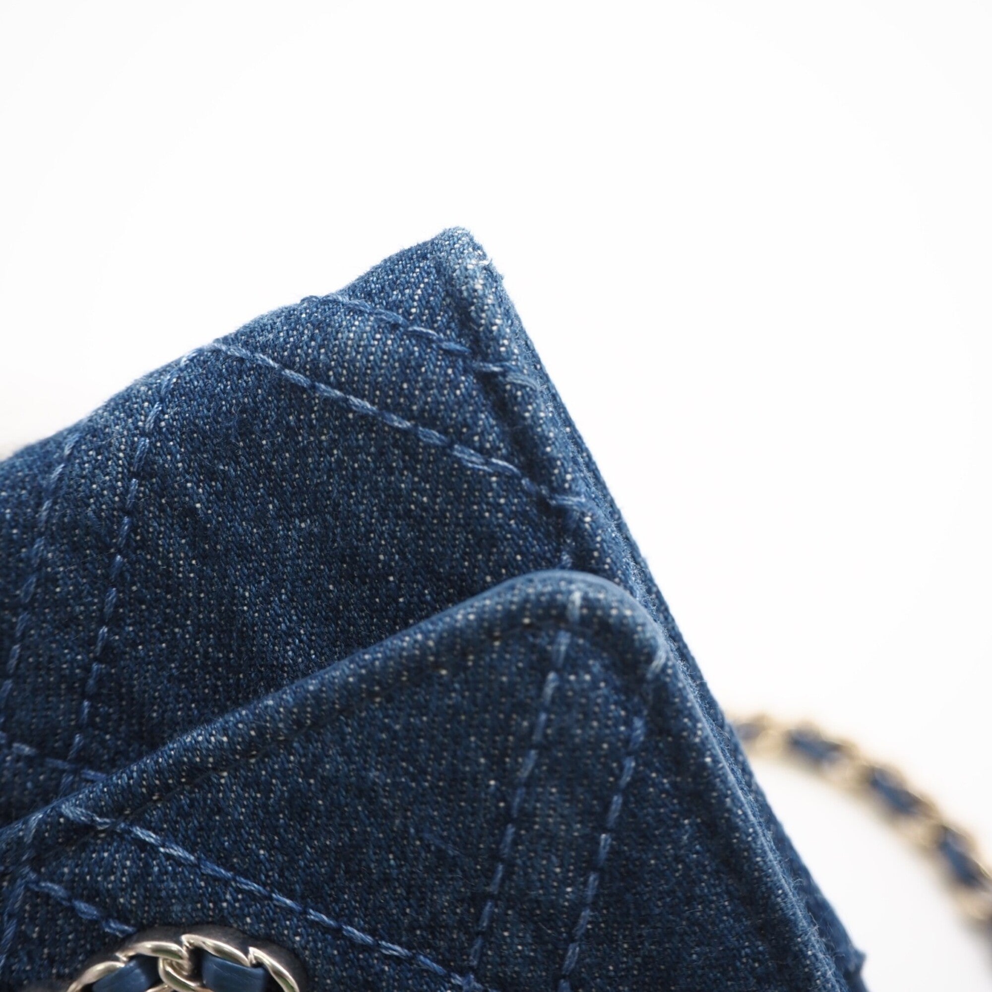 Chanel Denim Blue Denim Leather Shoulder Bag (Pre-Owned)