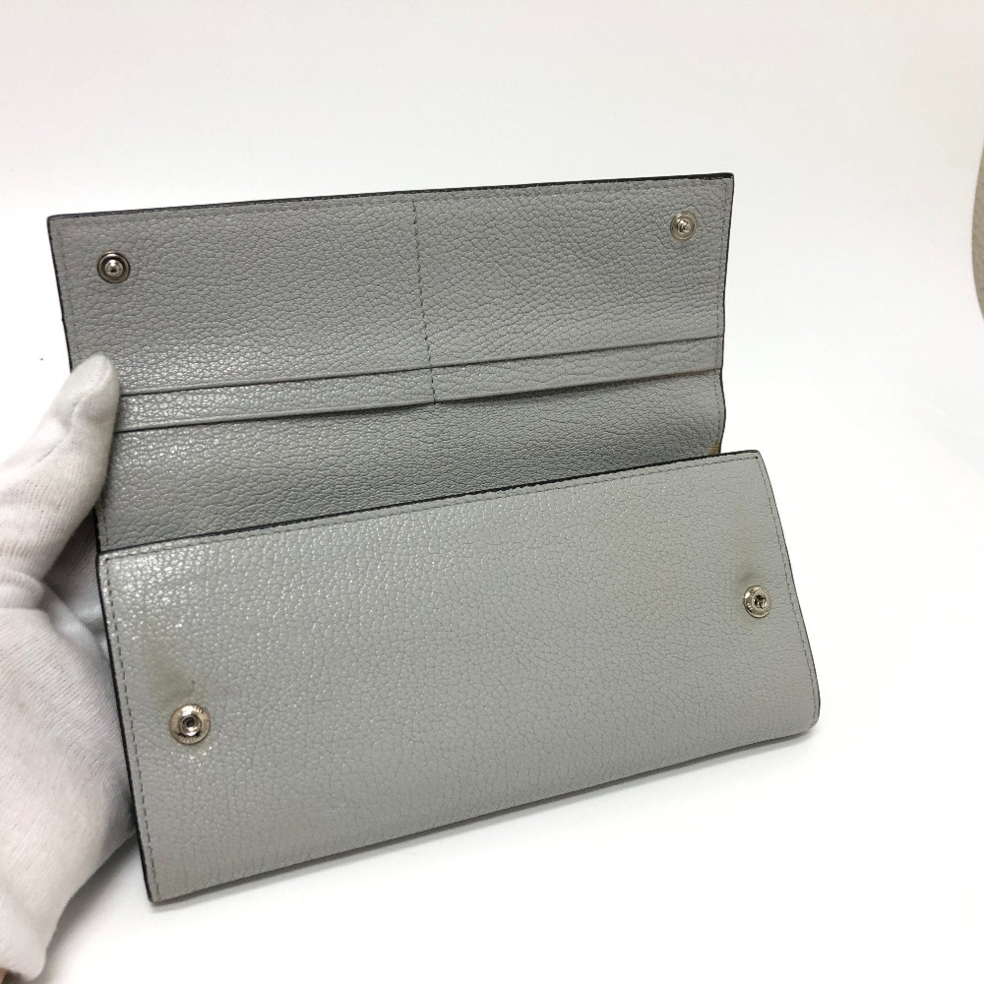 Miu Miu Gray Leather Long Wallet (Bi-Fold) (Pre-Owned)