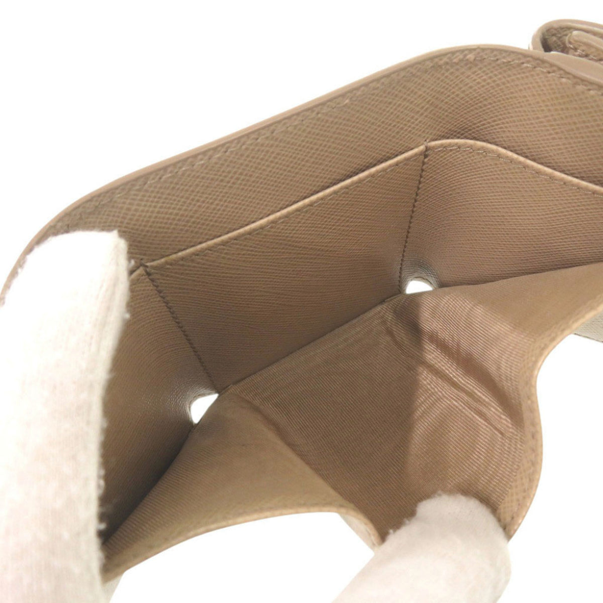 Prada Beige Saffiano Wallet (Tri-Fold) (Pre-Owned)