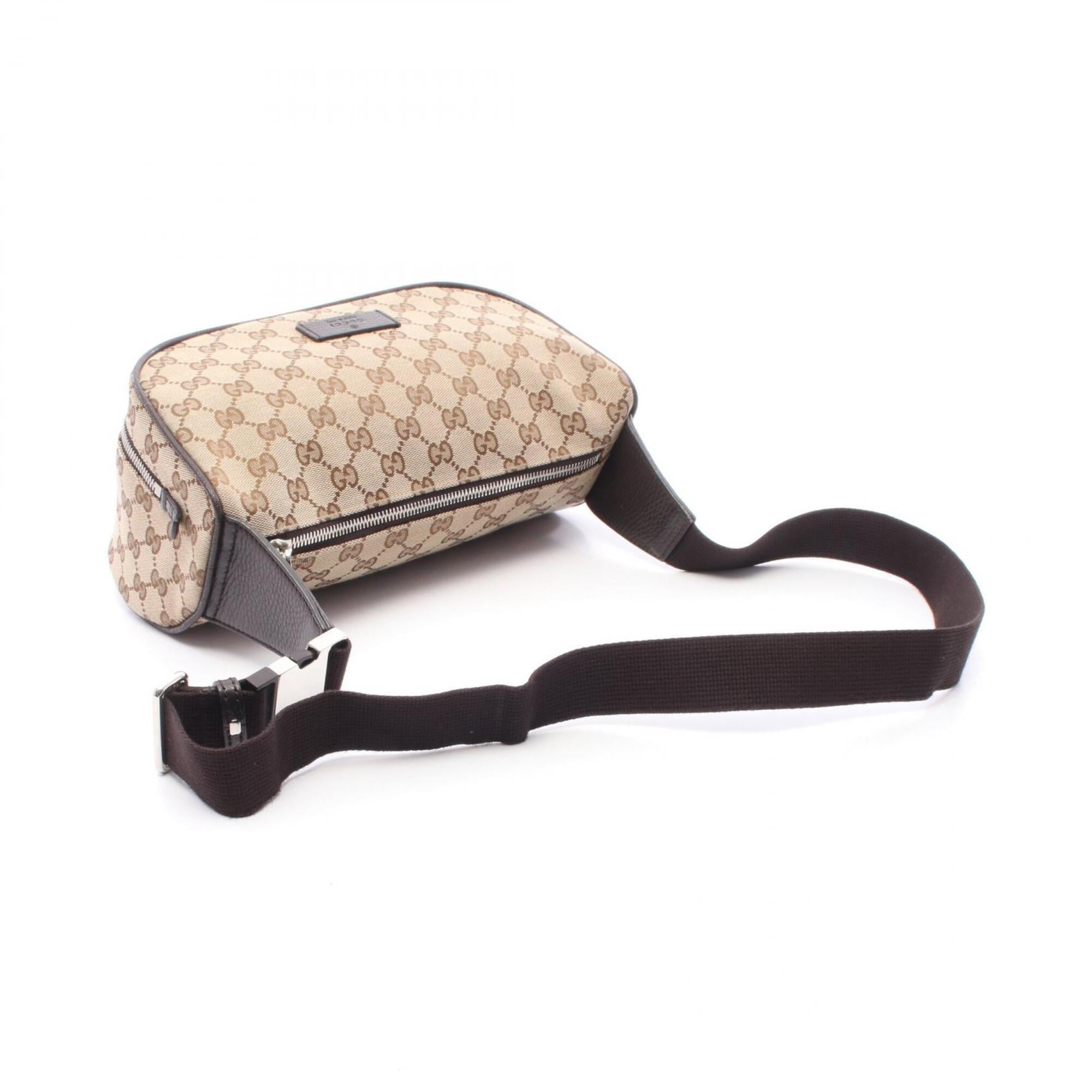 Gucci Beige Brown Gg Canvas Leather Fanny Pack (Pre-Owned)